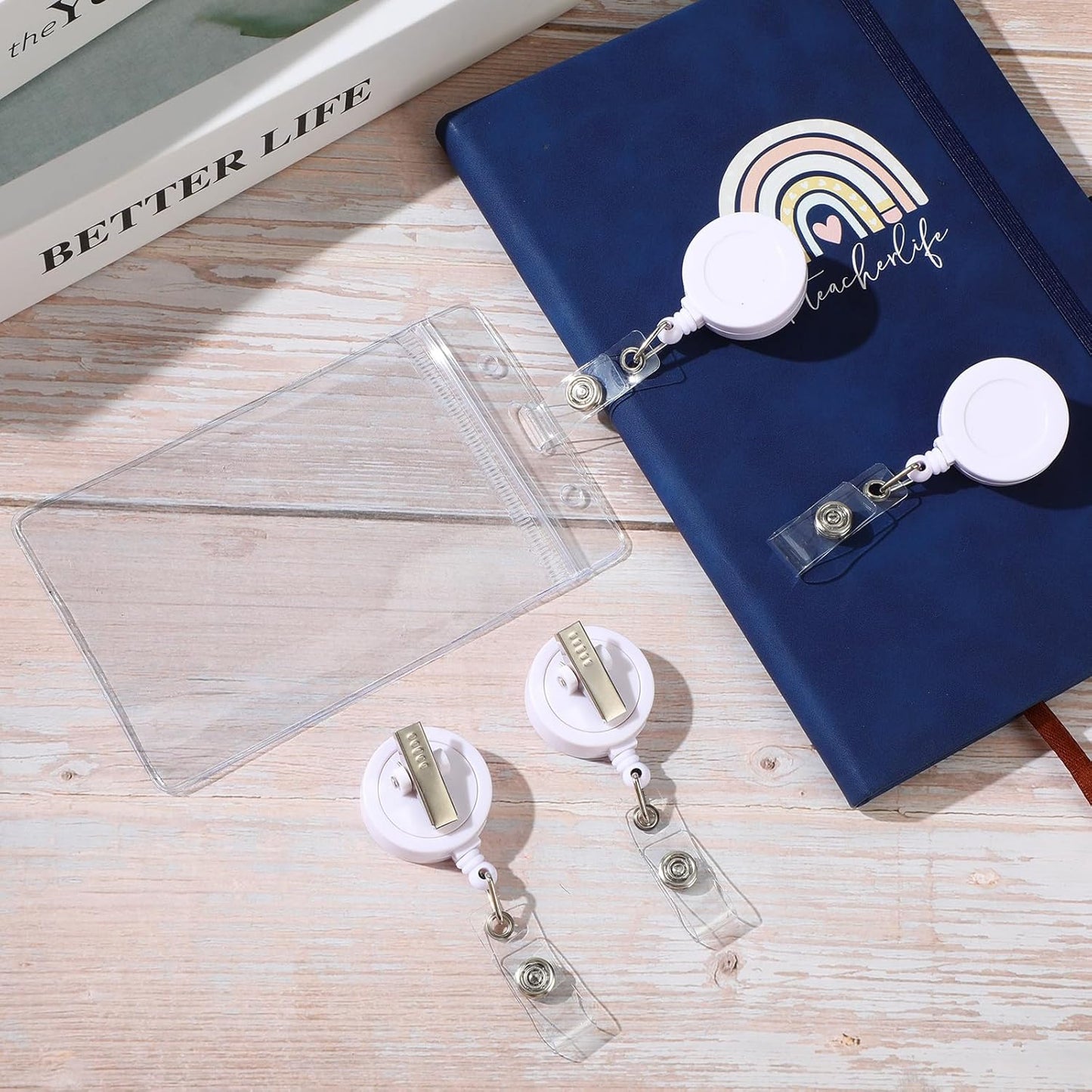 Zonon 50 Pieces Retractable Badge Holder Reels with Swivel Alligator Clip, ID Card Holder Name Badge Reel Clips for Students Teachers Office Workers (White)