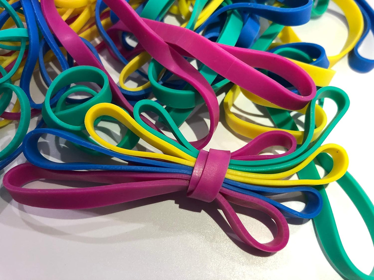 Rubber Bands Assorted Dimensions(#64+#33+#16+#117b), 1/4 lb, Colorful Non Latex Rubber Band Bulk Sturdy Stretchable, Elastic Bands for Office Files Bank Money Arts Crafts Document