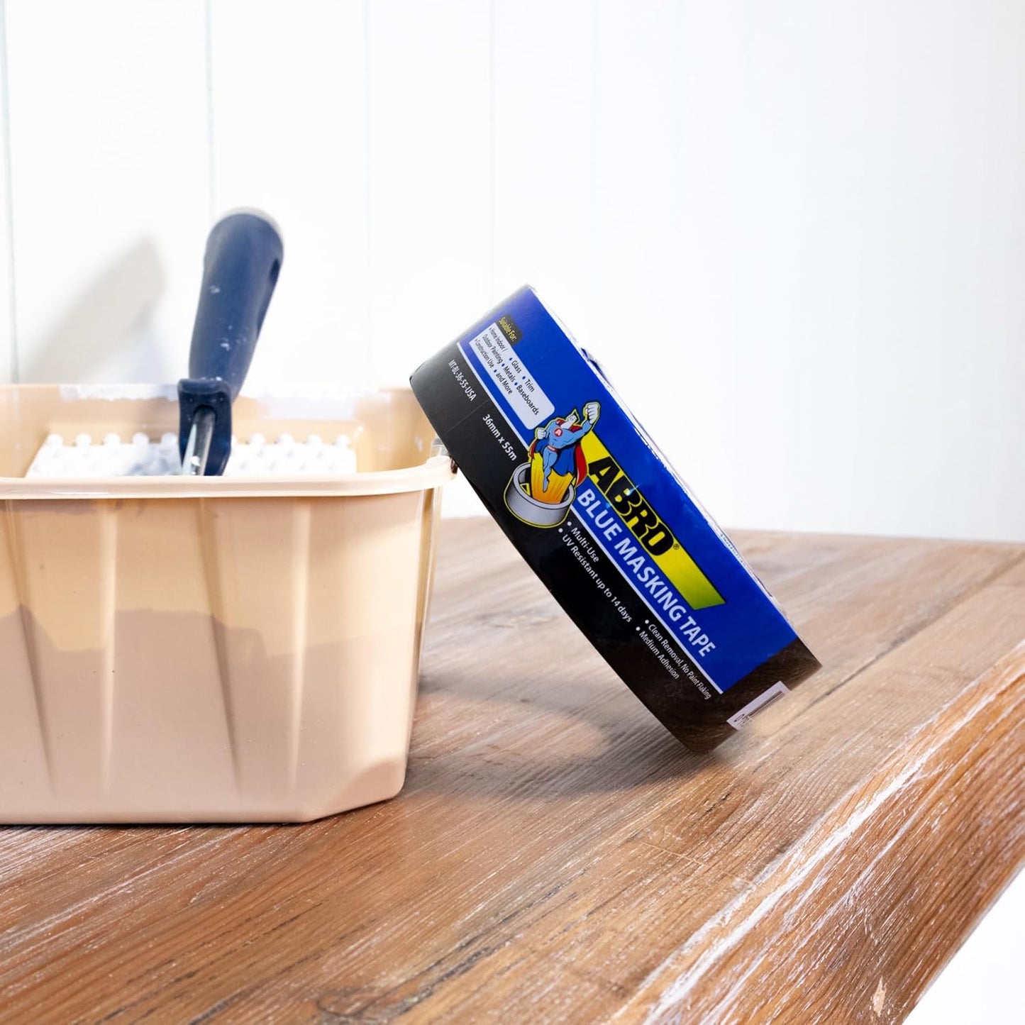 ABRO Blue Painters Tape 1.5 Inch Wide, 36mm x 55M, All Purpose Blue Tape, Temporary Labeling, Easy Tear, Clean Removal, Masking Tape Colored DIY or Pro - 3 Pack