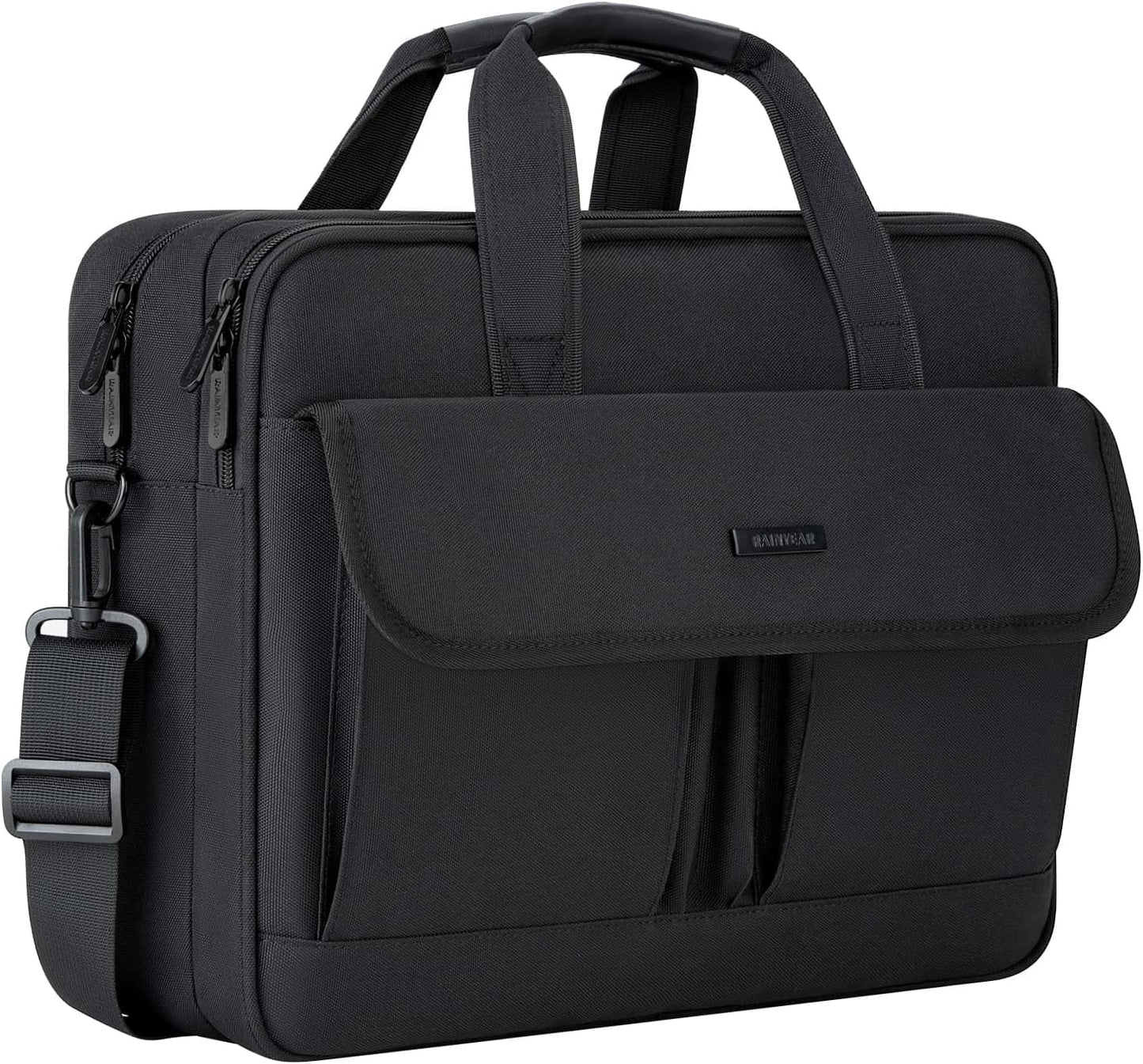 RAINYEAR 15.6 Inch Laptop Messenger Bag Laptop Briefcase with Pockets for Men, Protective Large Capacity Business Work Laptop Carrying Case Shoulder Bag for Computer Notebook PC, Black