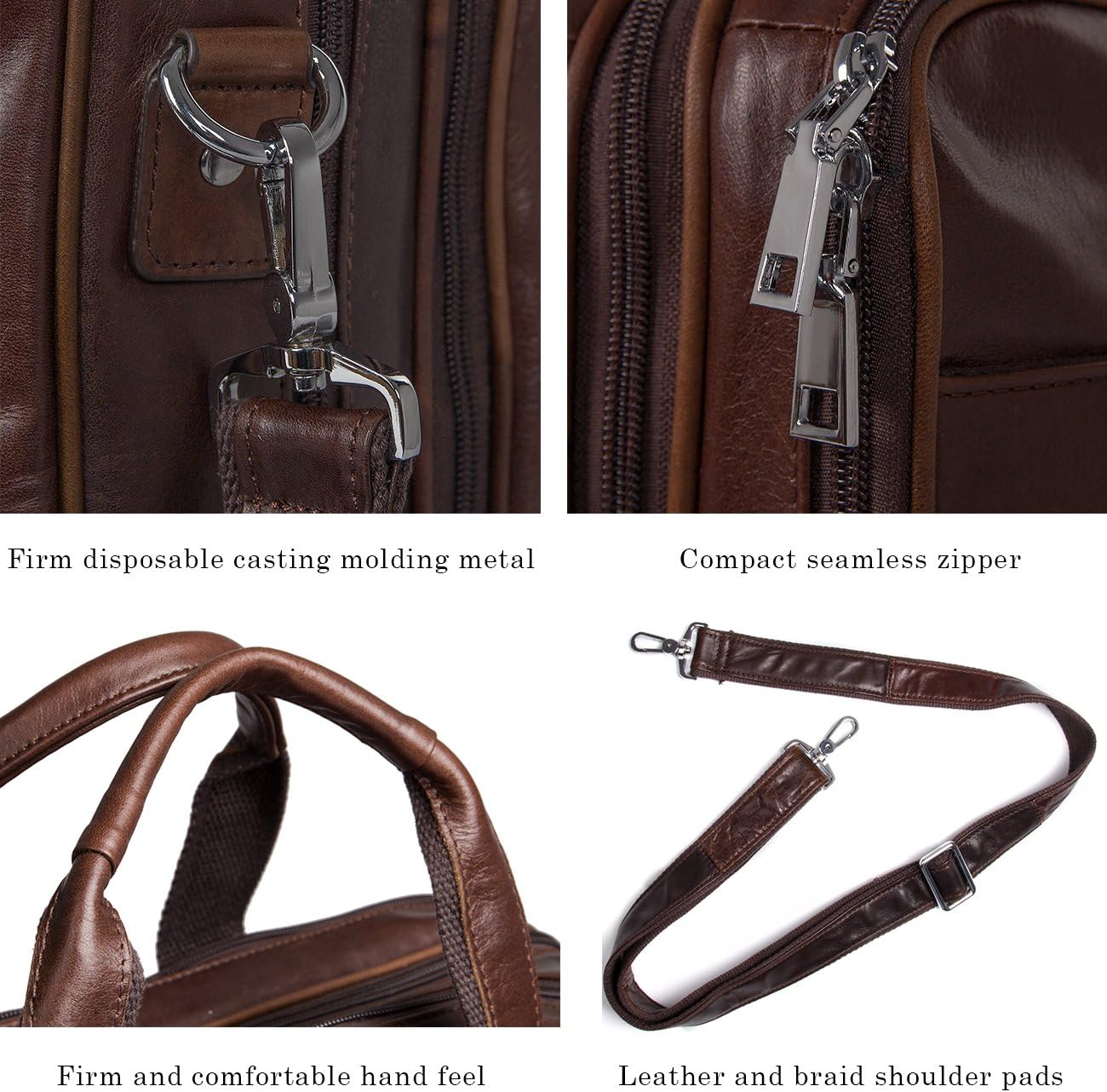 Augus Business Travel Briefcase Genuine Leather Duffel Bags for Men Laptop Bag fits 15.6 inches Laptop