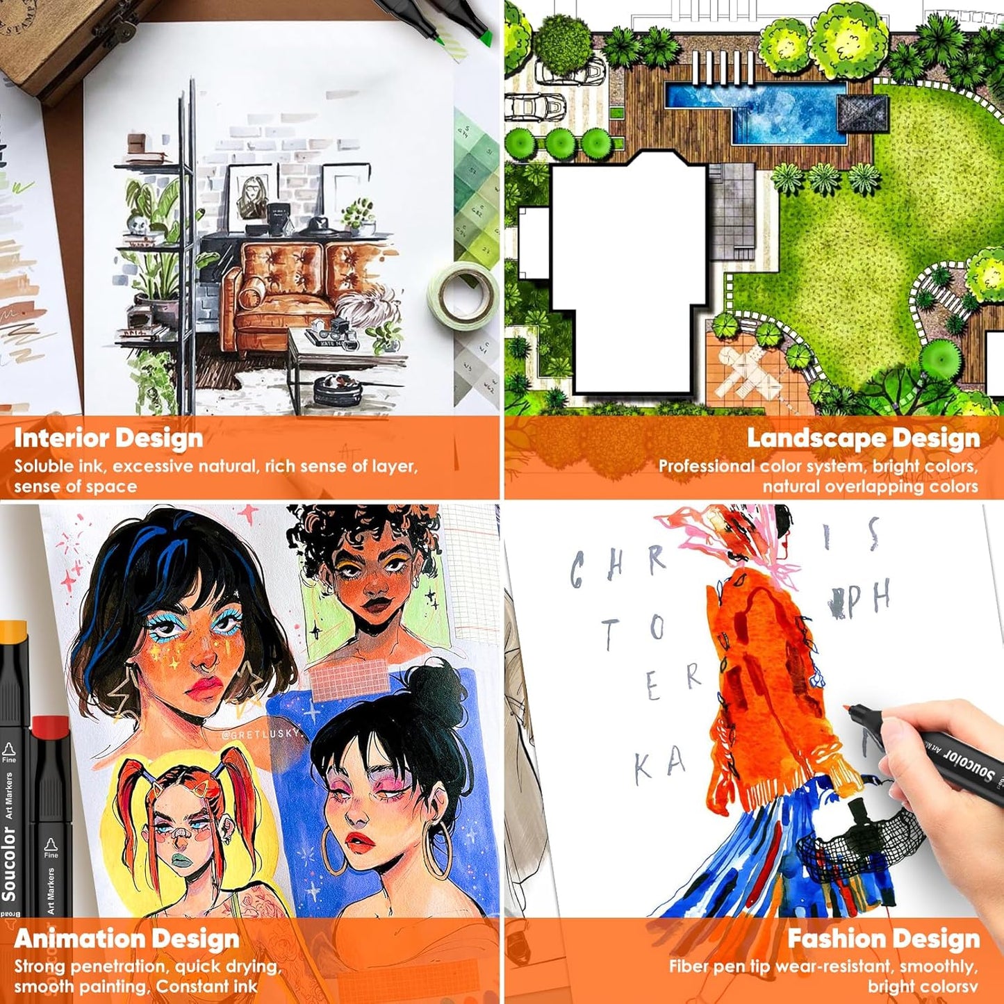 Soucolor Alcohol Markers, 131 Dual Tip Permanent Artist Art Markers for Adult Coloring, Sketching and Illustrations, with Case for Easy Storage, Alcohol Based Markers for Book Painting and Card Making