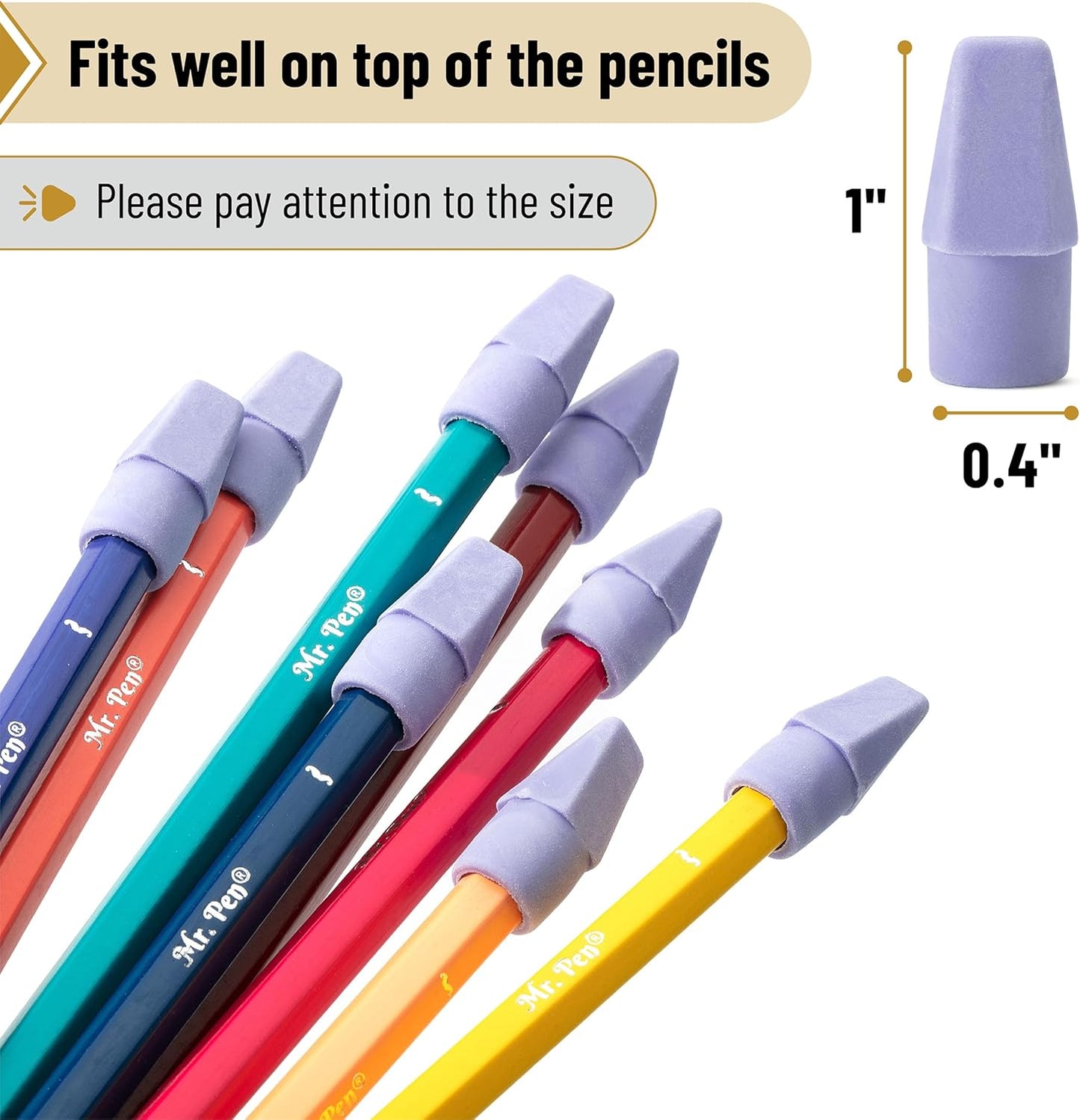 Mr. Pen- Pencil Erasers Toppers, 120 Pack, Purple, Erasers for Pencils, Pencil Top Erasers, Pencil Eraser, Back to School Supplies