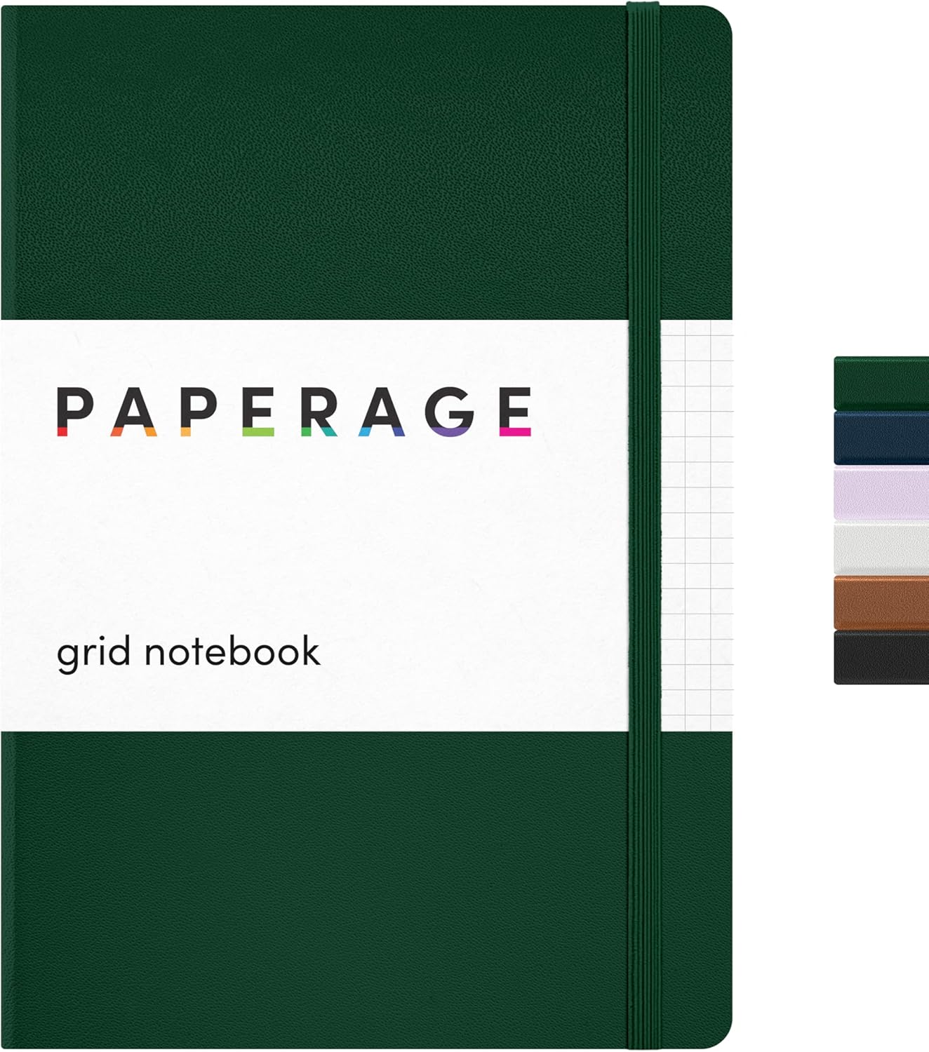 PAPERAGE Graph Paper Journal Notebook, (Dark Green), 160 Pages, Medium 5.6 in x 8 in - 100 GSM Thick Paper – Hardcover Grid Notebook for Work or School