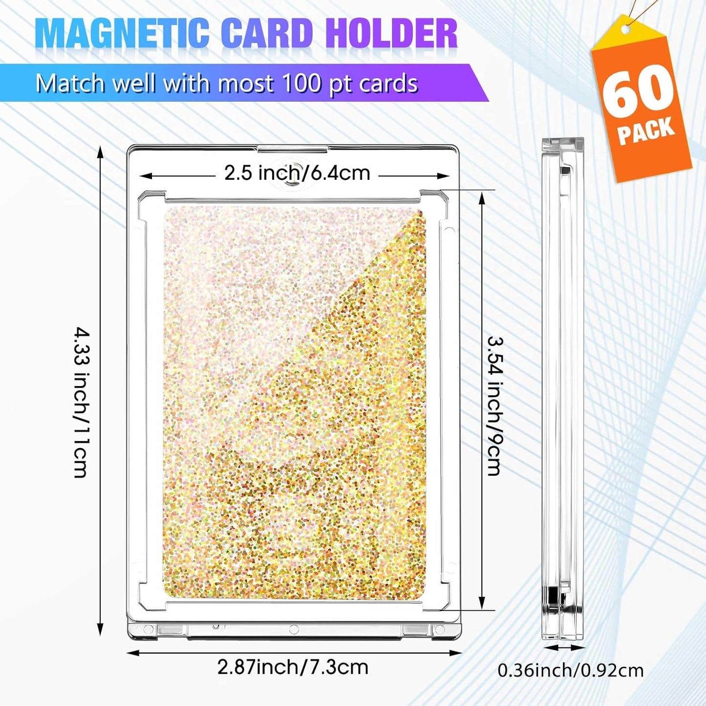 SATINIOR 60 Pcs 100 Pt Magnetic Card Holder, Holder Case Clear Protectors for Thick Baseball Football Hockey Cards