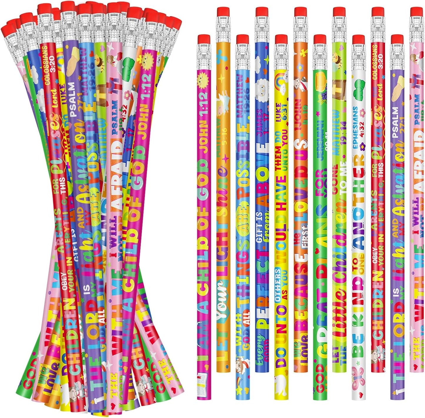 Cinrobiye 100 PCS Bible Pencils Bulk,Christian Gifts for Children Wood Pencils with Erasers Inspirational Religious Supplies for School Prizes Classroom Exchange Gift Party Favors,Stationary Gifts