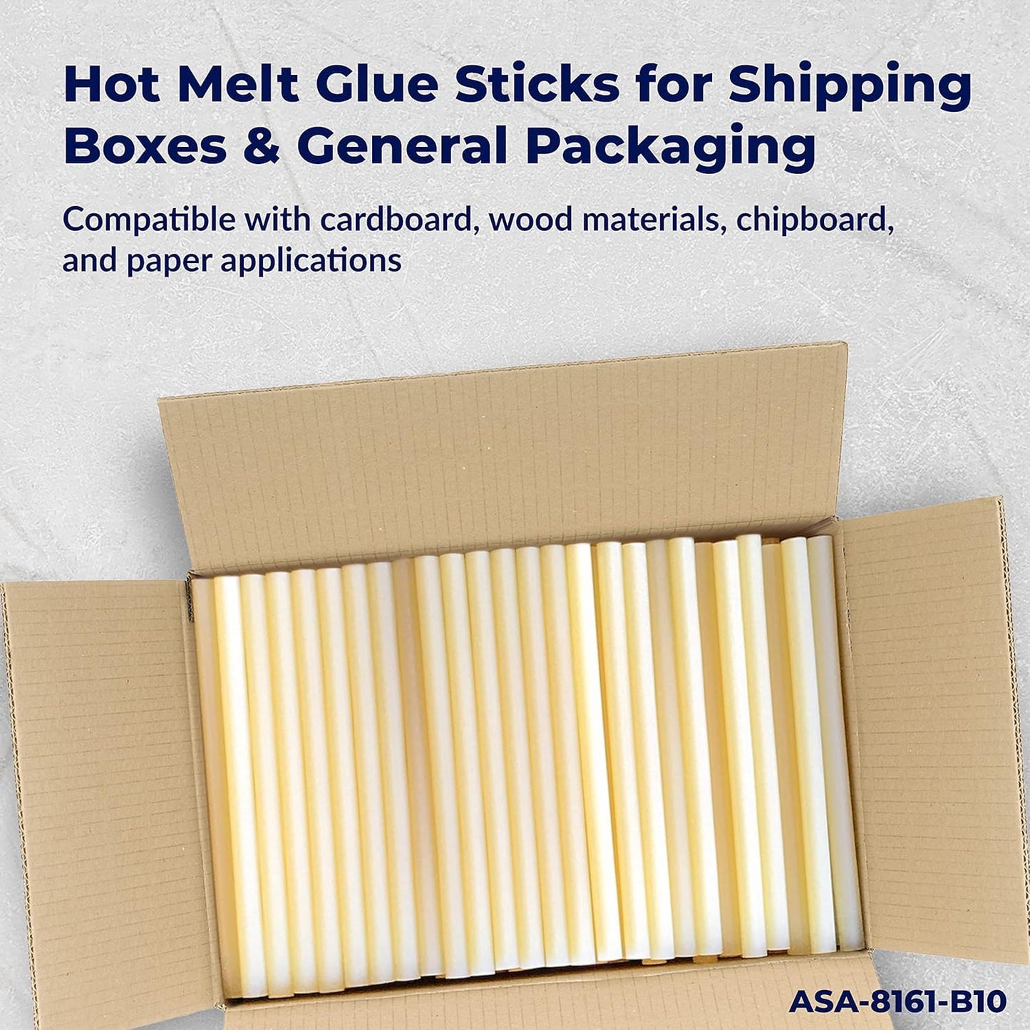 ASA Hot Glue Sticks for Glue Gun - 5/8" x 10" | High-Strength Hot Gun Sticks Adhesive for Corrugated Materials | Industrial Grade for Packaging & Woodworking | Pack of 106