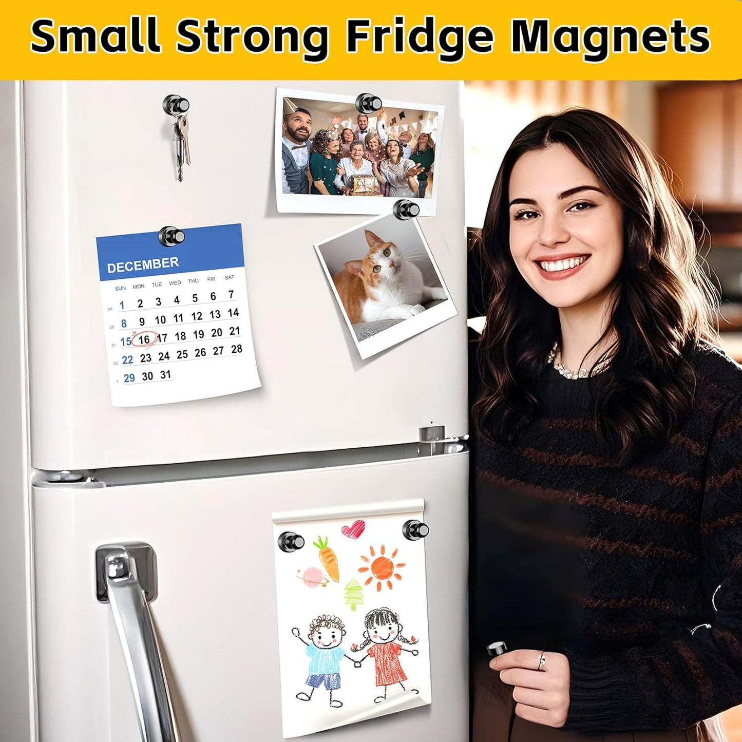 VNDUEEY 40Pcs Black Refrigerator Magnets Fridge Magnet, Strong Whiteboard Magnets, Fridge Magnets Adults, Small Magnet for Kitchen, Office, School, Locker