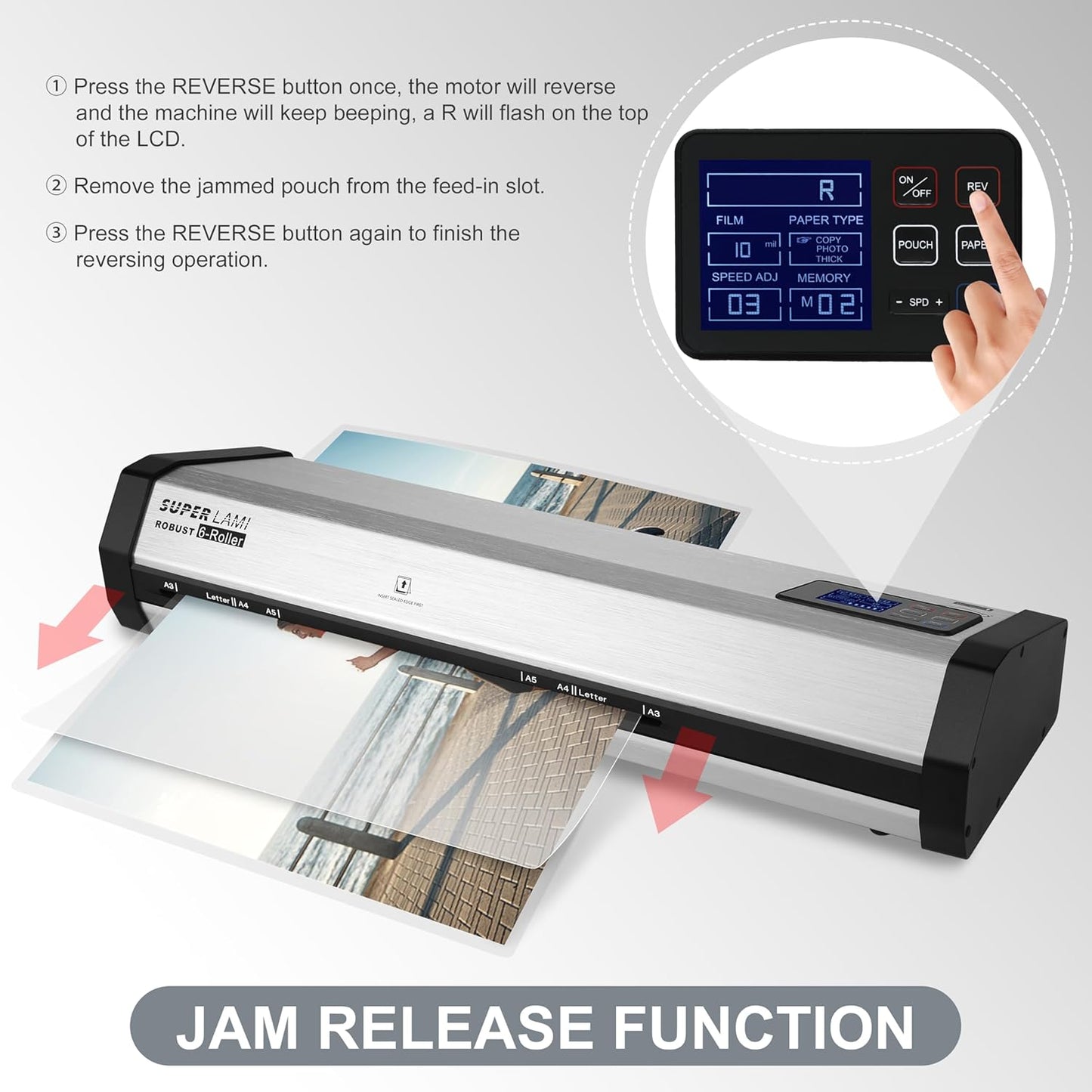 SINCHI Robust 6-Roller Laminator Machine with LCD Display, 3-10 Mil, Heavy Duty, 13-inch Thermal Laminating Machine for Commercial Use, 1.5-Minute Warm-up, 90 Inches/Minute, 105 Settings & 99 Memories