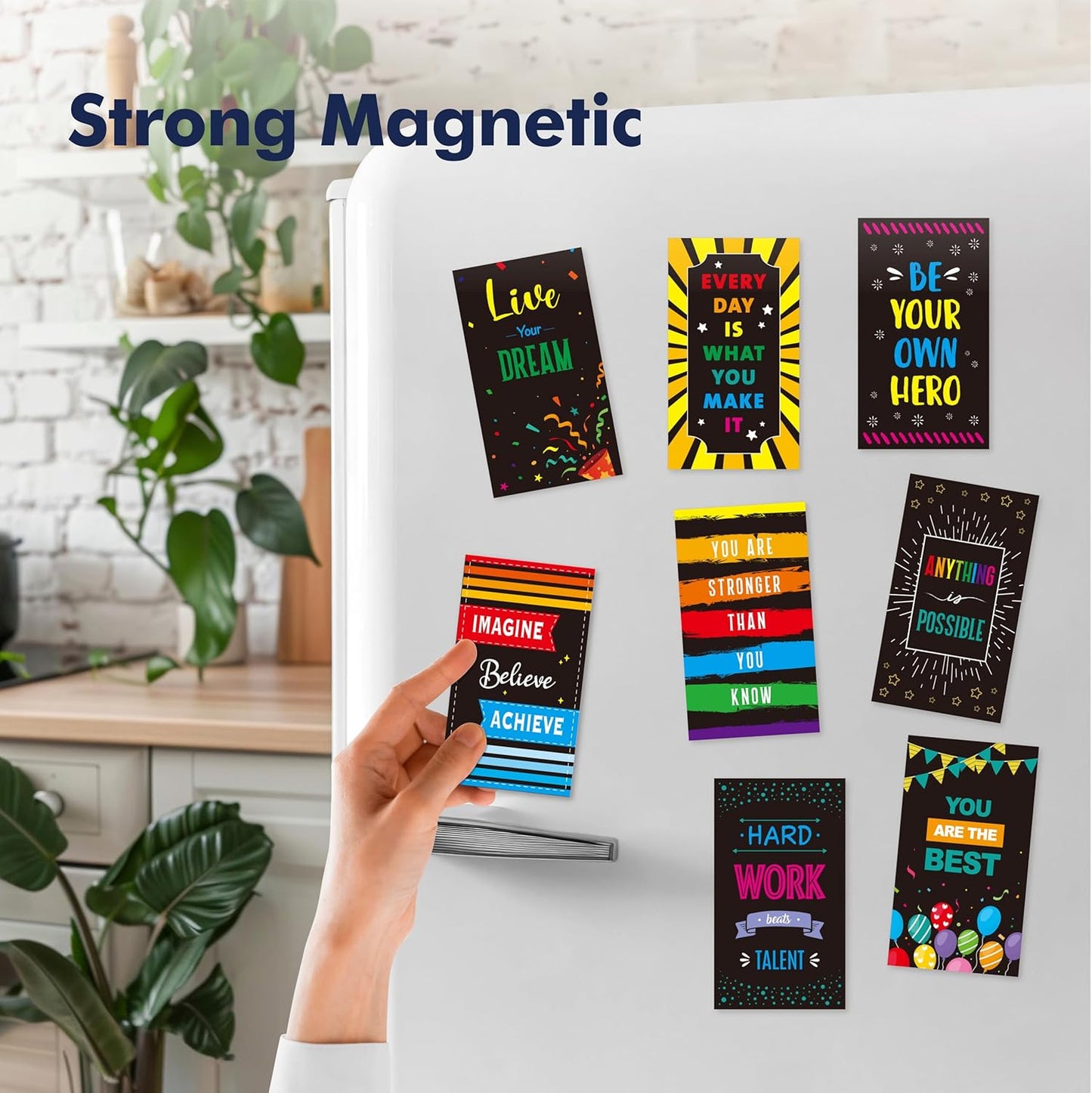 50 PCS Motivational Magnets, 25 Designs Inspirational Magnets Positive Affirmation Decals for Kids, Adults, Fridge (2' x 3.5')