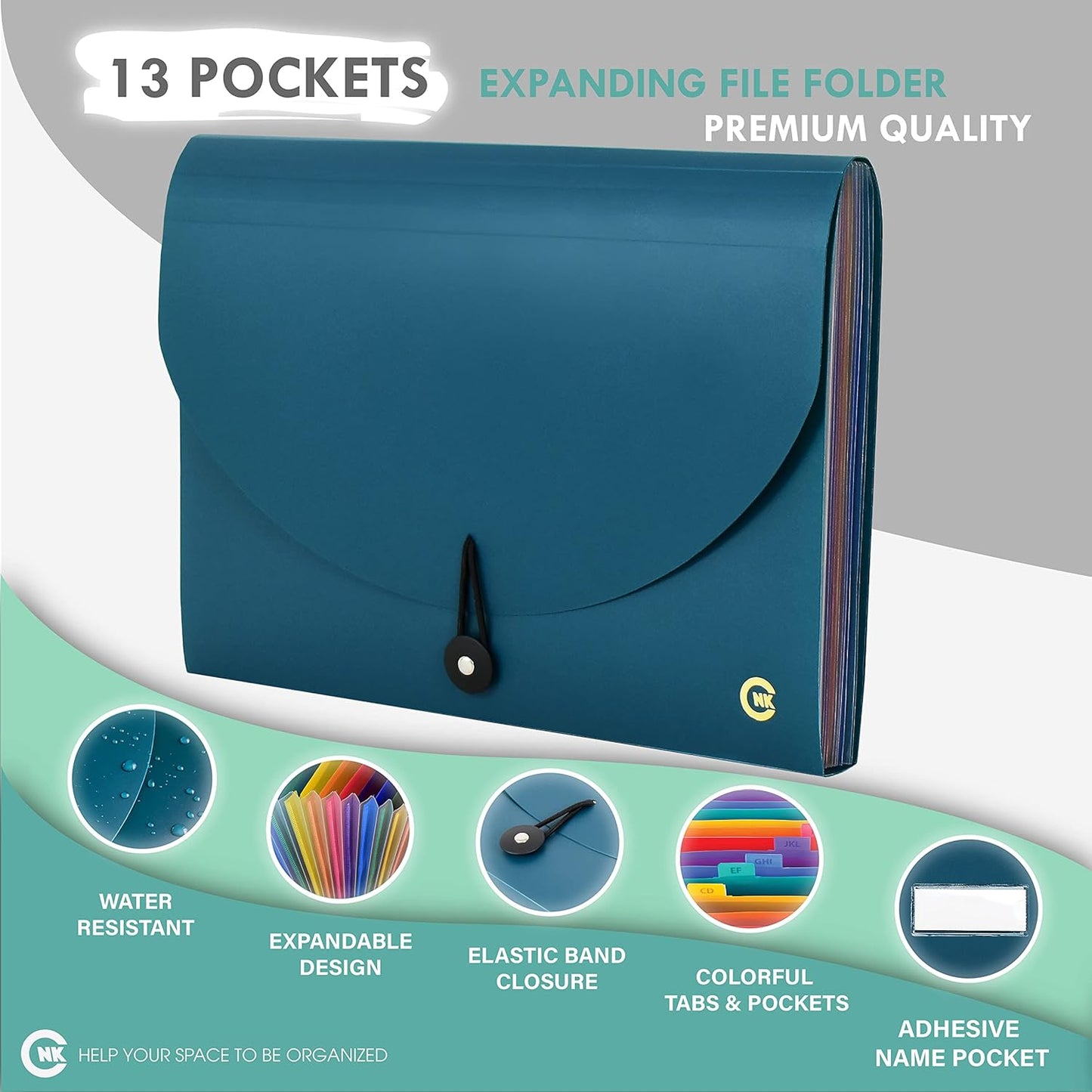 CNK File Folders Organizer with 13 Pockets Accordion Expanding Folder For Documents Receipt Document Paper Pocket Filing Products Accordian Important expandable holder files alphabetical Labels Letter