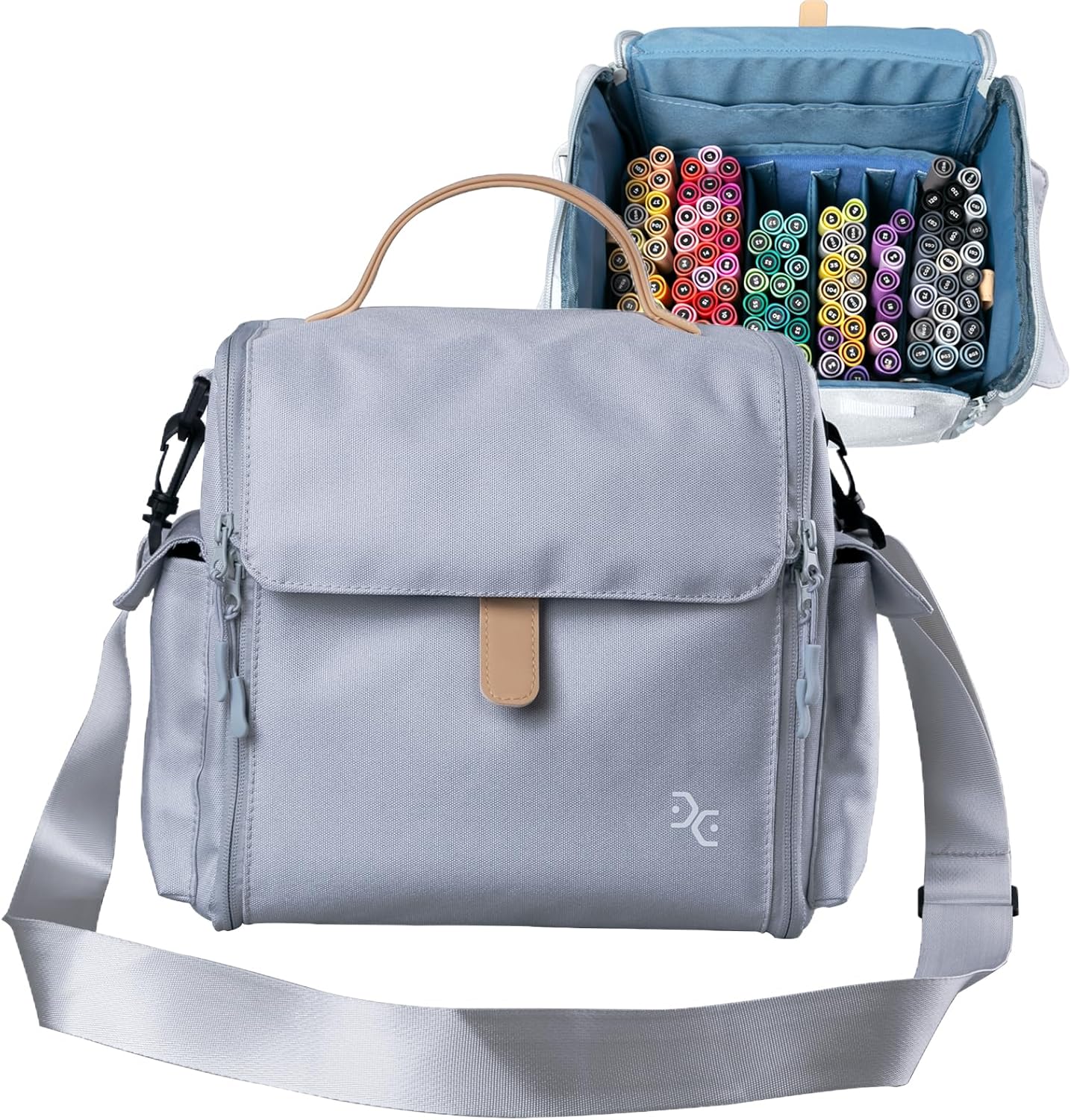 Togood Storage Tote Bag for Marker Pens Brush Pen Coloring Pencils Books Art and Crafts Supplies Tools Cosmetics, at Least 150 Pens (Grey)