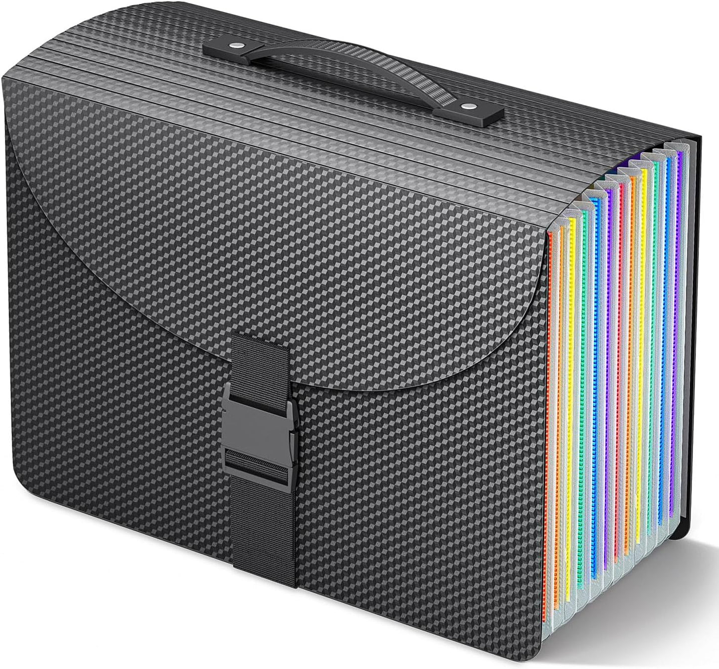 Expanding File Folders,Accordion File Organizer with Handle,13 Pockets Expandable Filing Folders,Tabs Included Filing Box,Adjustable Strap,Bill Documents Organizer,A4/Letter Size,Diamond