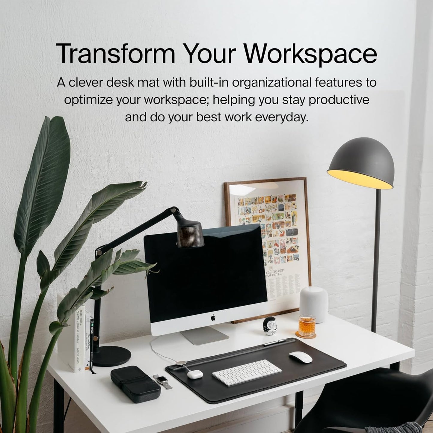 Orbitkey Premium Leather Desk Mat Slim | Multi-Purpose & Waterproof Table Protector Accessory for Work Home Gaming Office Keyboard Mat Organizer | 31.4" L x 12.2" W x 0.19" H, Anti-Slip, Black Finish