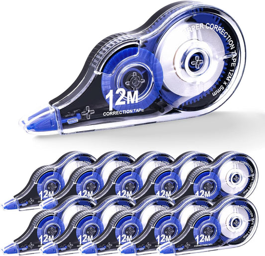 Correction Tape, 10 Pack Correction Tape Easy To Use Applicator for Instant Corrections, 39 ft Each for Study Supplies and Office Products (Blue)