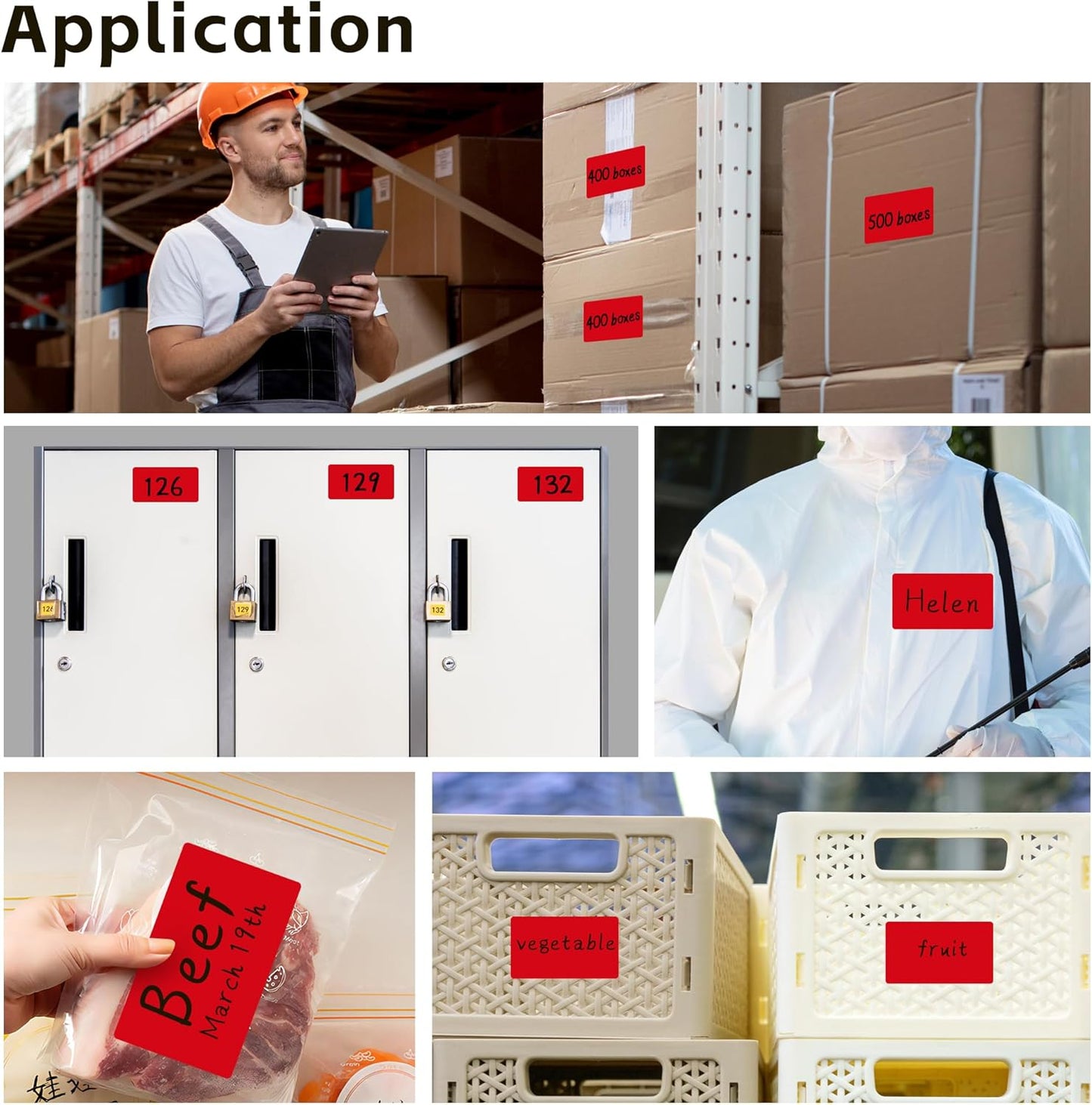 PARLAIM 3 X 5 Inch 4Rolls/1000 Per Roll Rectangle Inventory Color Coding Labels,Roll Square Label Stickers for Home (Red)