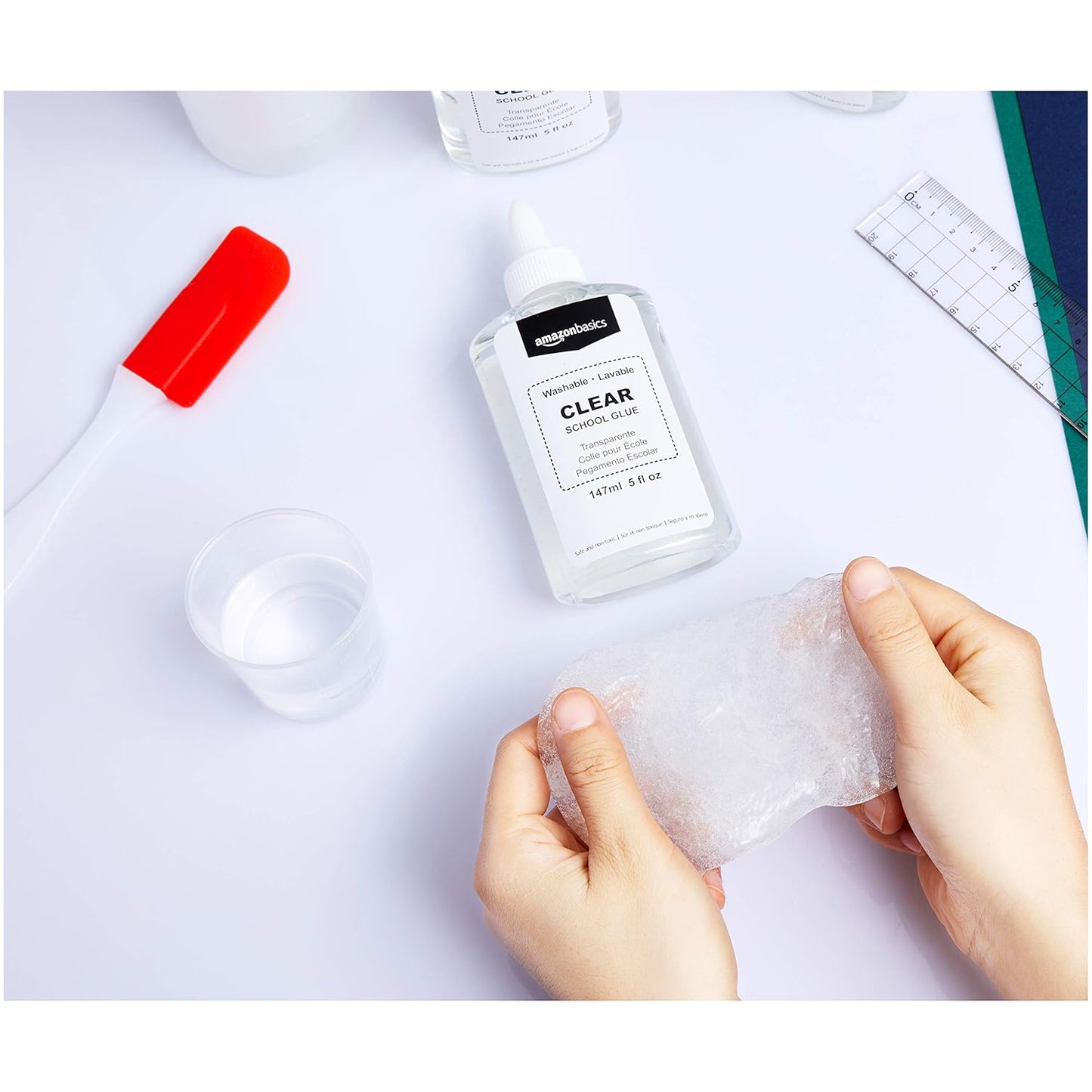 Amazon Basics Washable Liquid School Glue, 5 oz Bottle, 147ml, 6-Pack, Clear