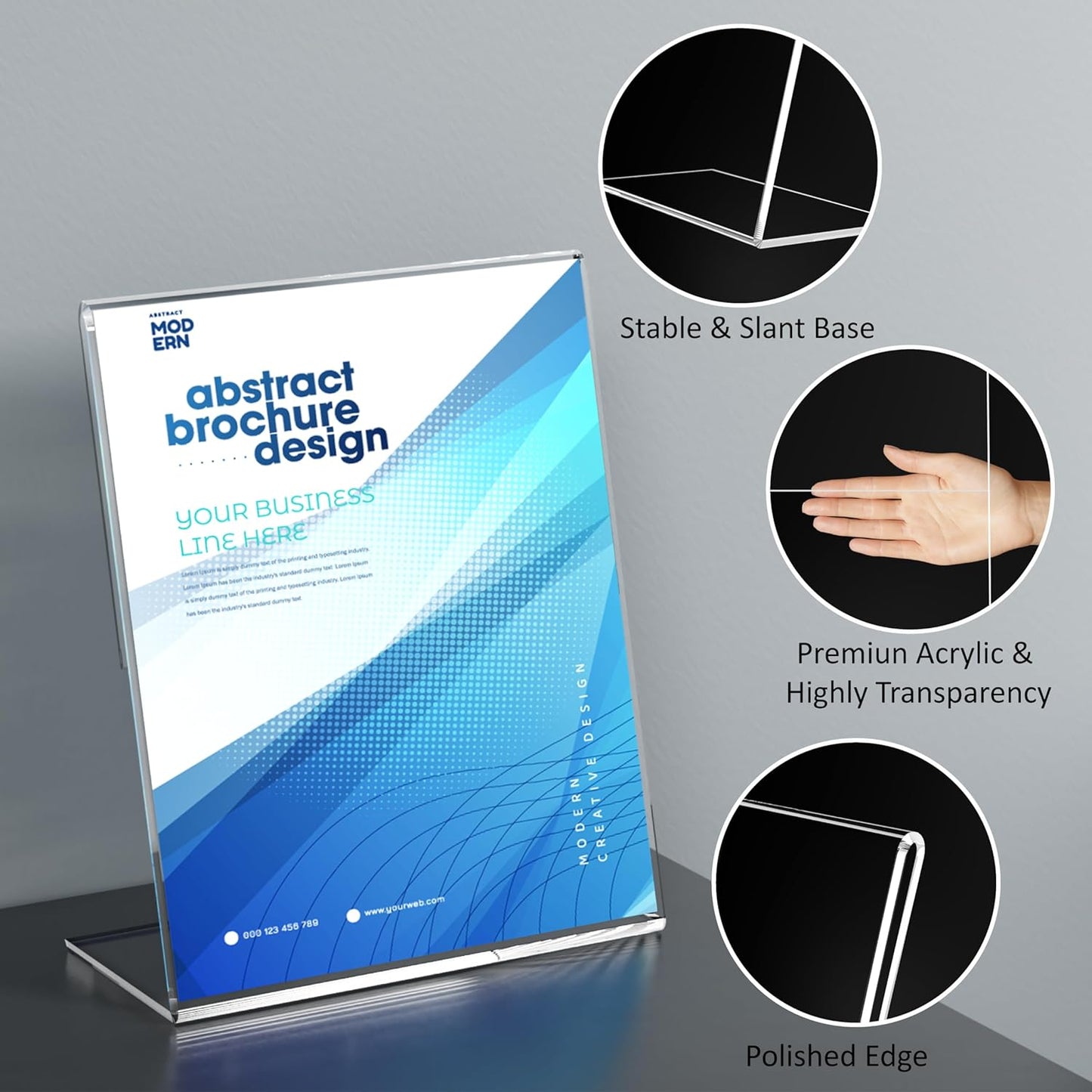 12 Pack Acrylic Sign Holder 8.5 x 11, Clear Desktop Acrylic Display Stands, L Shape Sign Holder, Plastic Flyer Stand for Displaying Posters Picture Flyers Menu