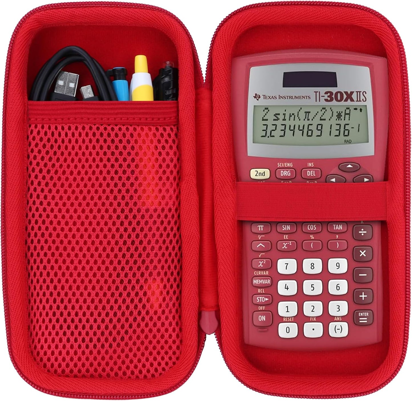 Hard Carry Case Compatible with Texas Instruments TI-30XIIS TI-30XS TI-30Xa TI-36X Pro Scientific Calculator (Red Case Only)