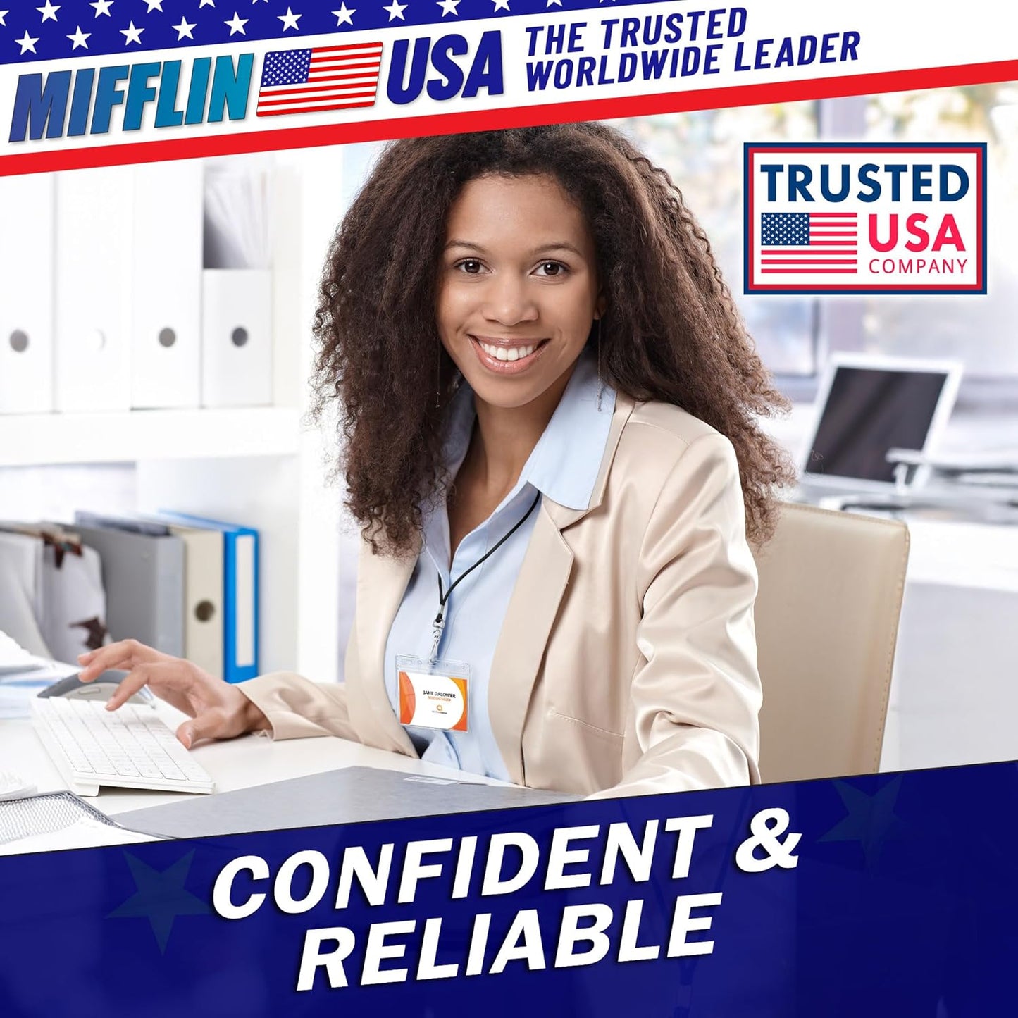 Mifflin-USA Card Protector (4x3 Inch, Clear, Bulk 1000 Pack) Quick Load Horizontal No Zipper Name ID Badge Holder