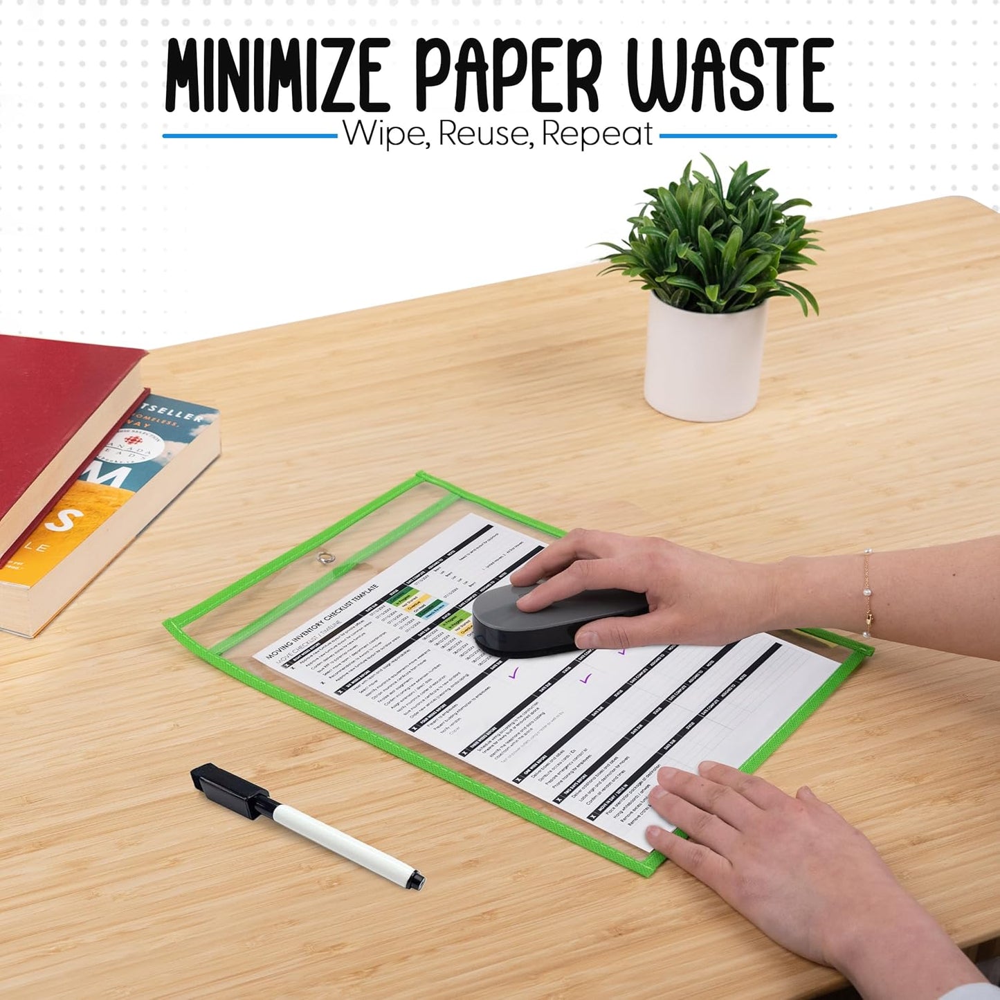 Essex Wares - 5 Pack, Assorted, Job Ticket Holders, 10" Wide x 13.5" Tall - Clear Plastic Shop Ticket Holders - Easy to Use, Reusable & Easy Erase Plastic Invoice Holders, Water-Resistant & Durable