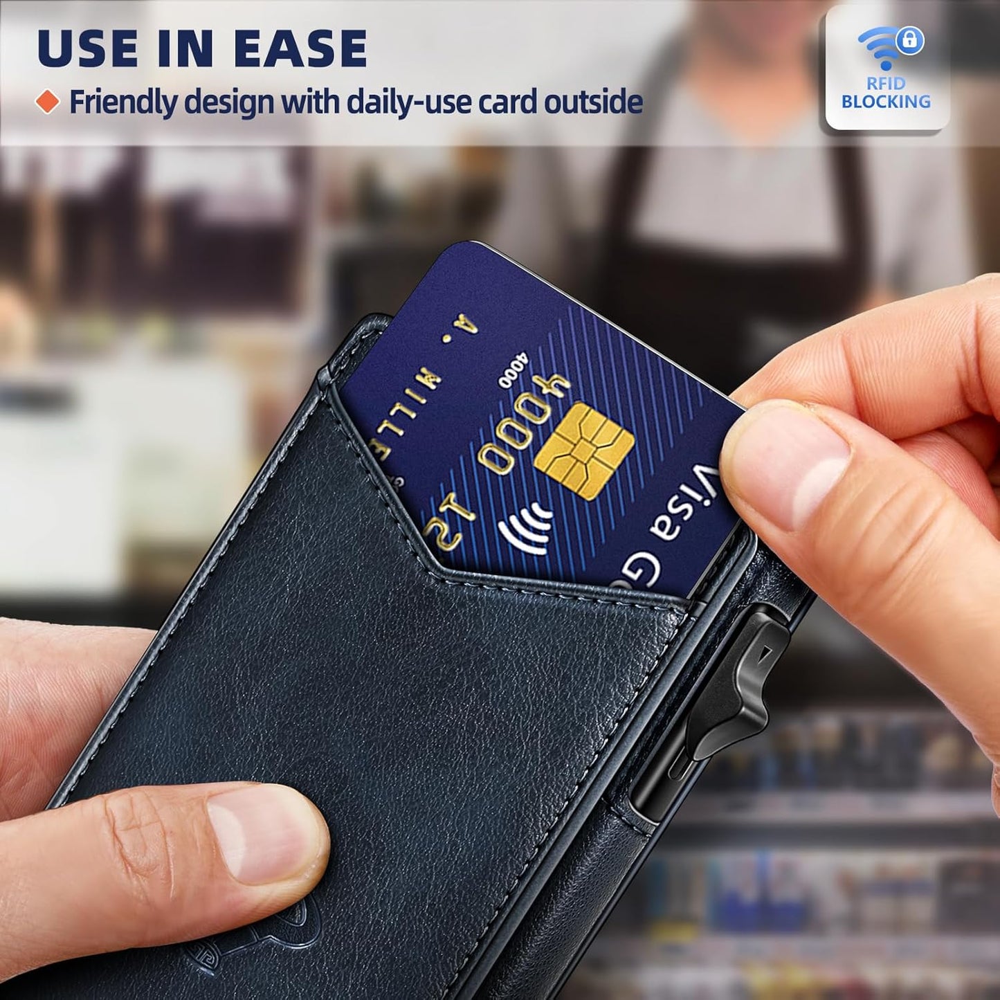 BULLIANT Men Wallet,Money Clip Wallet Slim For Gift Men 9Cards-Metal Credit Card Case in Magnetic Leather Flip