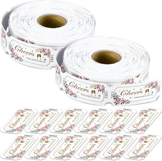 TaoBary 2 Rolls 1000 Pcs Free Drink Ticket Roll Raffle Party Tickets for Events Wedding and Parties(Flower)