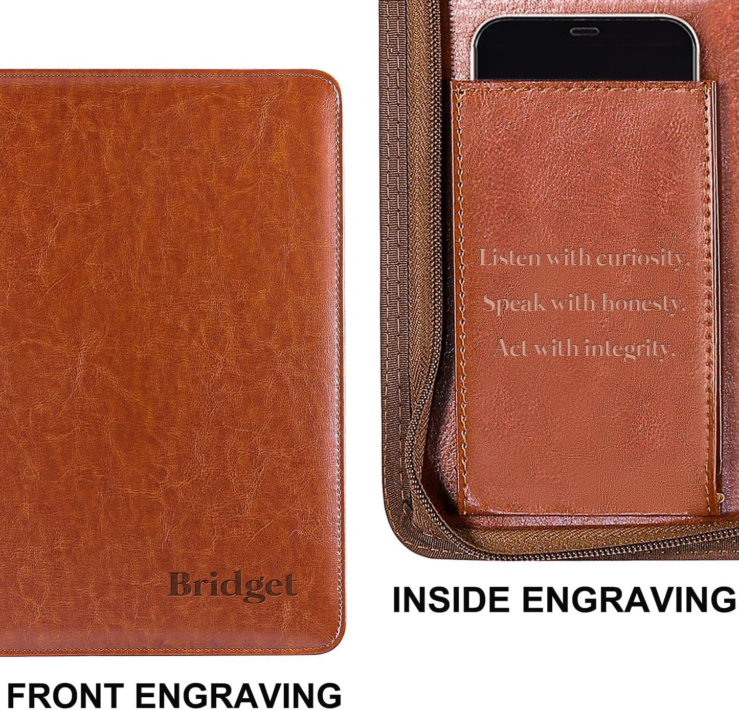 Customized Employees Organizer Padfolio Planner, Personalized Leather Portfolio for Staffs Colleagues, Custom Employee Gift, Brown Leather Padfolio for Colleague, Portfolio Planner for Men