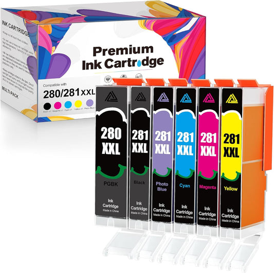 Compatible Ink Cartridge Replacement for Canon PGI-280XXL PGI 280 XXL Compatible with PIXMA TR7520 TR8520 TS6120 TS6220 TS8120 TS8220 TS9120 TS9520 TS9521C Printer (6 Pack)