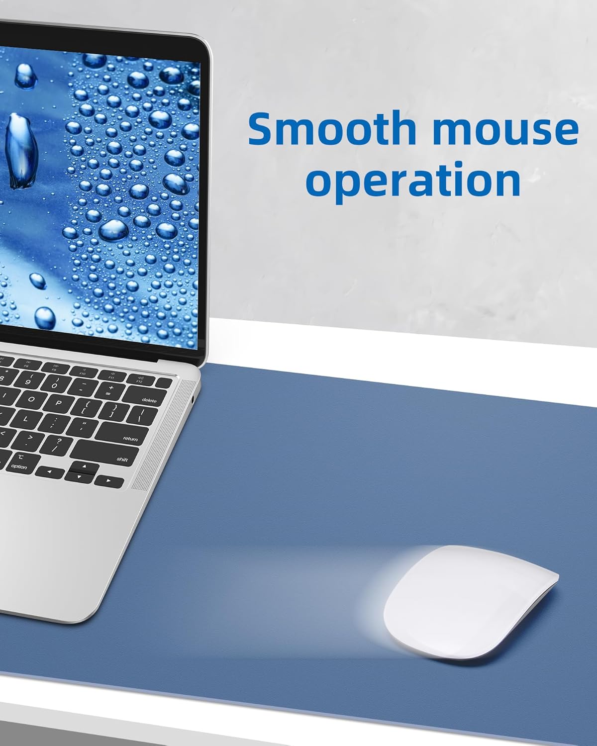 Leather Desk Pad Blotter,Mouse Pad,Office Desk Mat, Non-Slip PU Leather Desk mat,Large Desk mat,Waterproof Keyboard mat for Office/Home/Decor (Grey Blue,35" x 17")