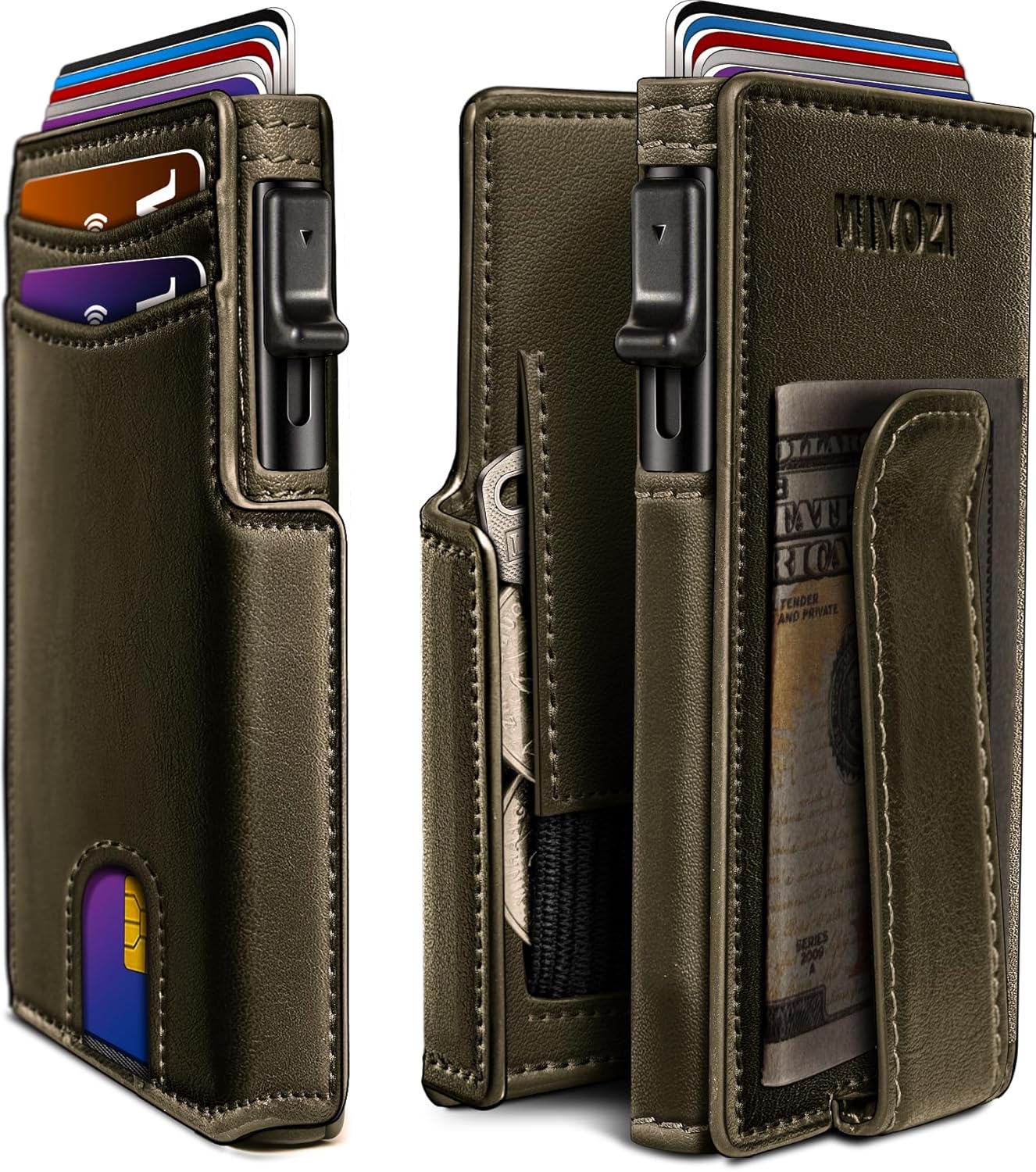 Men Wallet,with Money Clip Coins Pocket ID Window,Slim Front Pocket RFID Blocking Pop-up Card Holder 3.9"x 2.7", Gift Boxed