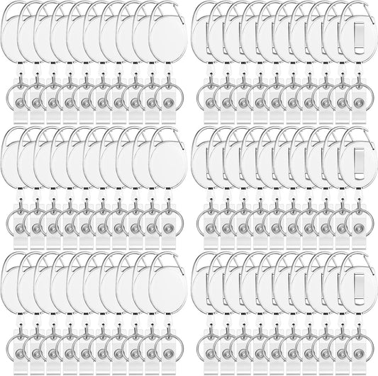 Honoson 50 Pcs Heavy Duty Retractable Badge Reels Batch ID Badge Holder Retractable Clip Bulk Key Holder with Ring for Office Worker Employee, Doctor Nurse Gifts (White)