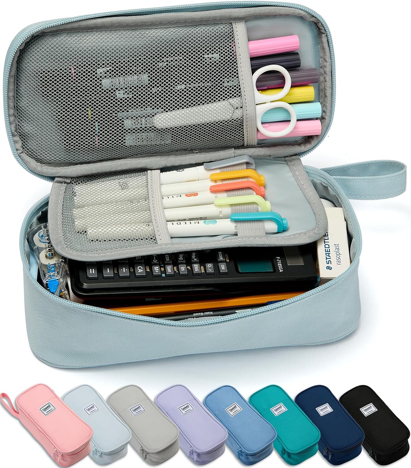 Pencil Case Pouch Box Bag School Supplies Girls Boys Kids, Cute Preppy Stuff Large Big Capacity Aesthetic Pen Organizer, Back to College Stationary, Pink, Classic Stlye, 1800ml