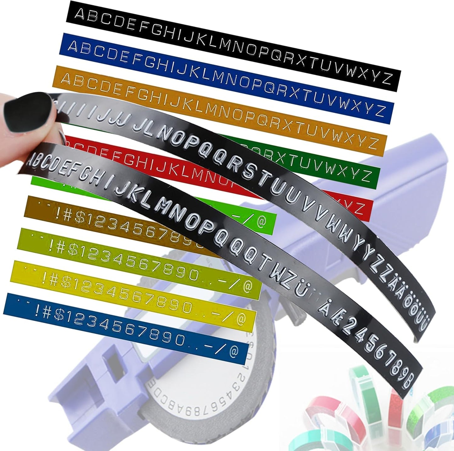 Replacement 3D Embossing Labels Tape Compatible with Dymo Embossing Label Maker DIY Manual Label Printer,1/4''x 9.8',10 Colours Plastic Organizer Embossing Label Makers 1610 Tape 10 Rolls