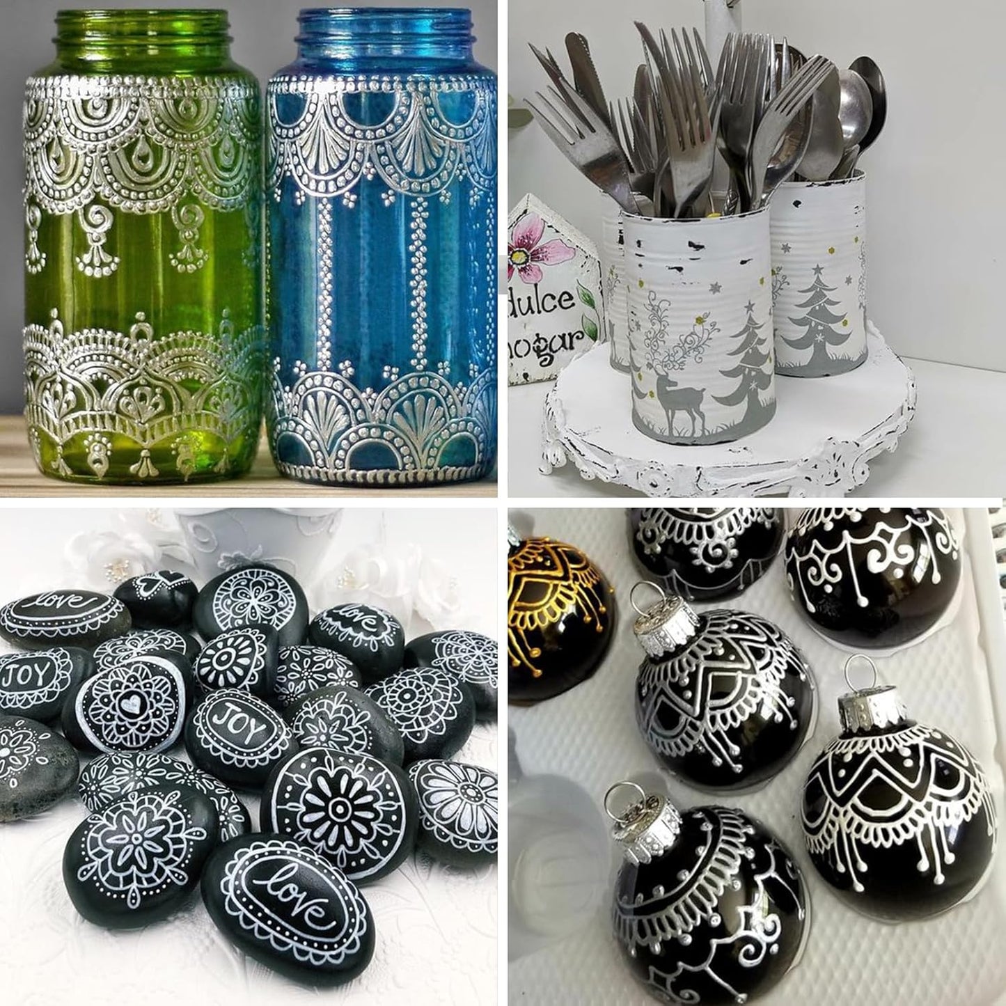 SFAIH Silver Paint Markers Pens - 4 Pack 2-3MM Medium Tip Metallic Acrylic Markers For Holiday Decor, Gift Wrapping, Party Posters, DIY Craft Projects