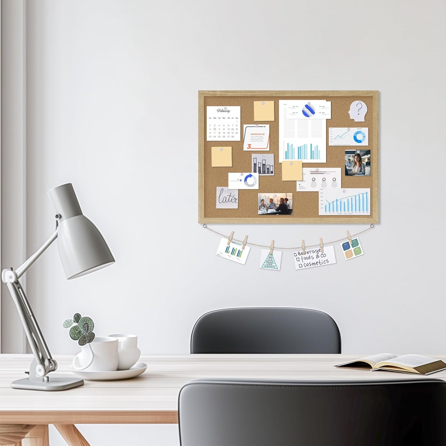 Cork Board Bulletin Board 2Pack,23x17 Cork Board for Office with Pin Oak Wood Boards,Message Board or Vision Board Decoration.Board Wood 1Pack