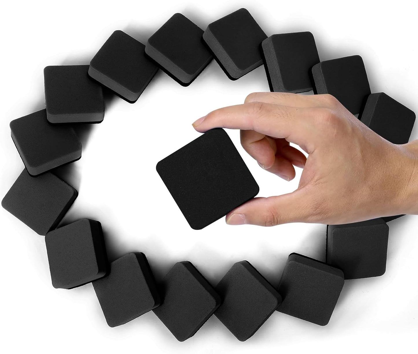 Dry Erase Erasers, 48 Pack Magnetic Whiteboard & Chalkboard Cleansers, Small Magnetic Erasers (Black)