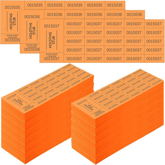 Kosiz 2000 Sheets Raffle Ticket 25 Bid Chinese Auction Tickets Tricky Tray Basket Raffle Sheets for Back to School Class Rewards Carnival Door Prizes Events(Orange)