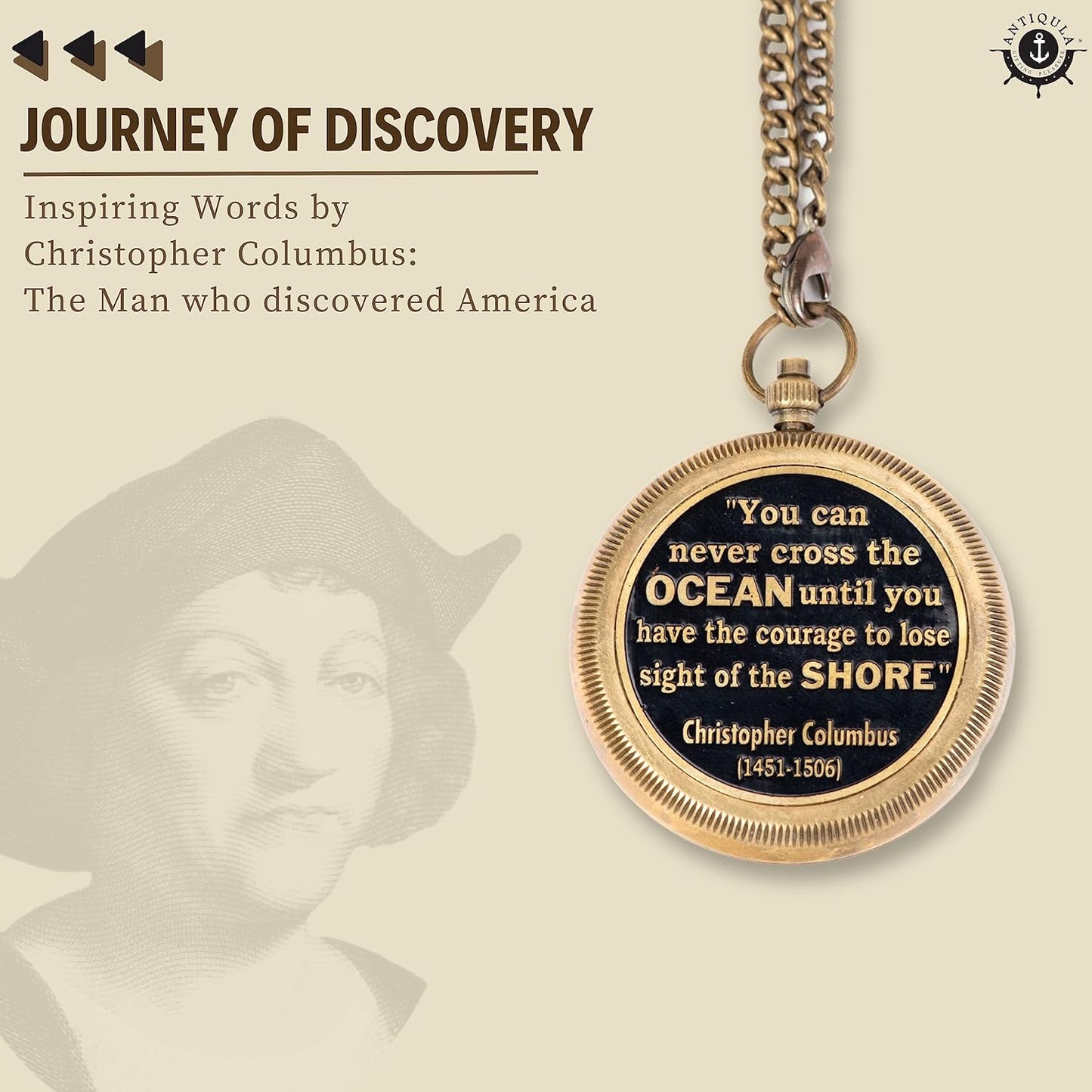 Brass Compass with Wooden Box - Graduation Gifts, Pirate Accessories & Baptism Gift For Boys, Steampunk Travel Decor Compasses For Missionary, Inspirational and Sentimental Compass