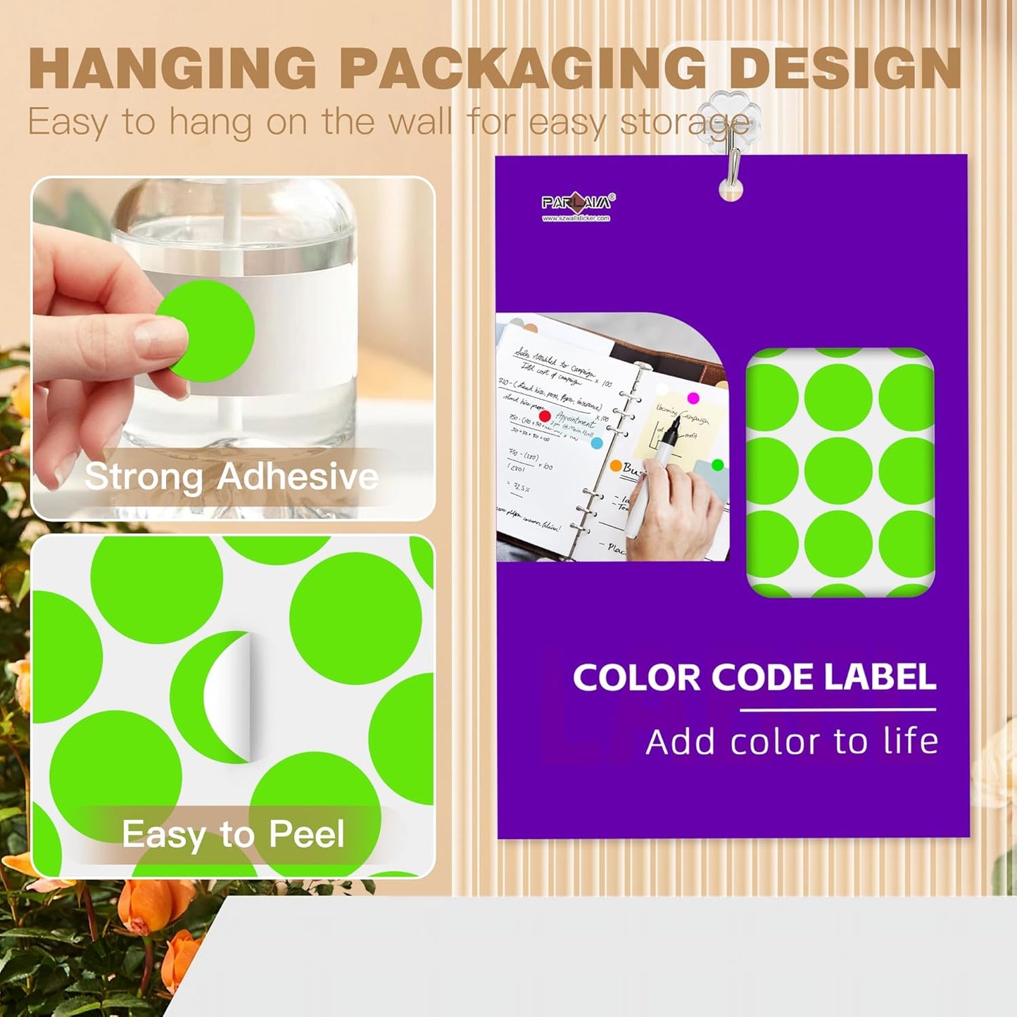 PARLAIM 1 inch Round Light Green Dot Sticker,720PCS Permanent Adhesive Color Code Circle Sticker Labels for Office Classroom Garage Sale