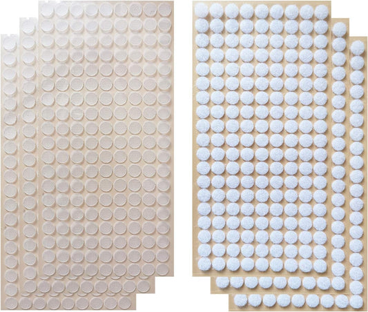 Vkey 1008pcs (504pairs) 10mm Diameter Transparent Sticky Back Thin Clear Dots with Adhesive Hook & Loop Coins Tapes