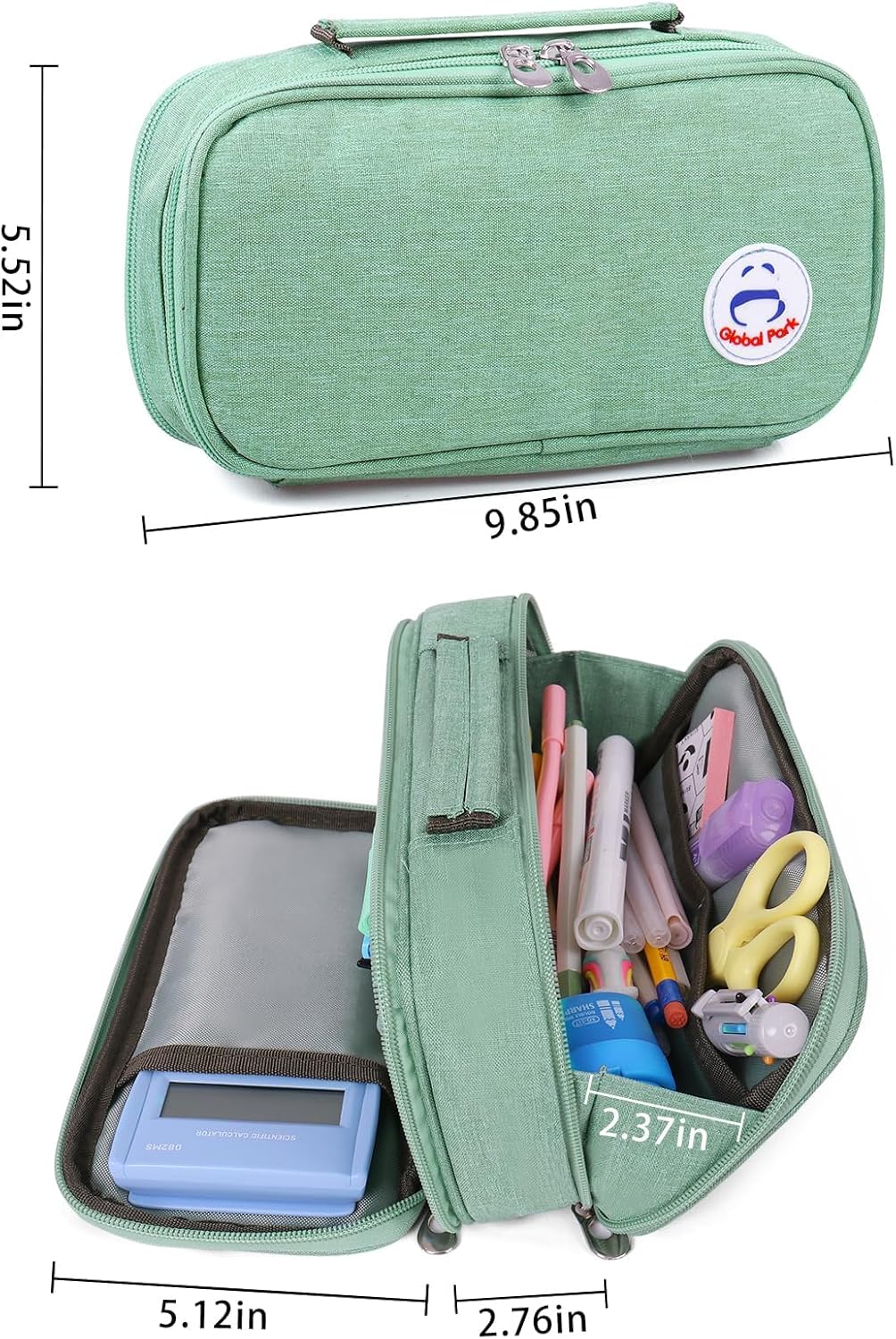 Pencil Case Pen Bag Holder Pouch Large Handle Big Capacity Desk Organizer Storage Marker Box Stationary Makeup Cosmetic Double Zippers for School Office Students Teen