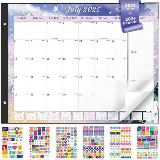 Ospelelf Desk Calendar 2025-2026 Large 22"x17" Monthly Family Planner Pad with Protective Cover 18 Months July 2025 to December 2026 Diversified