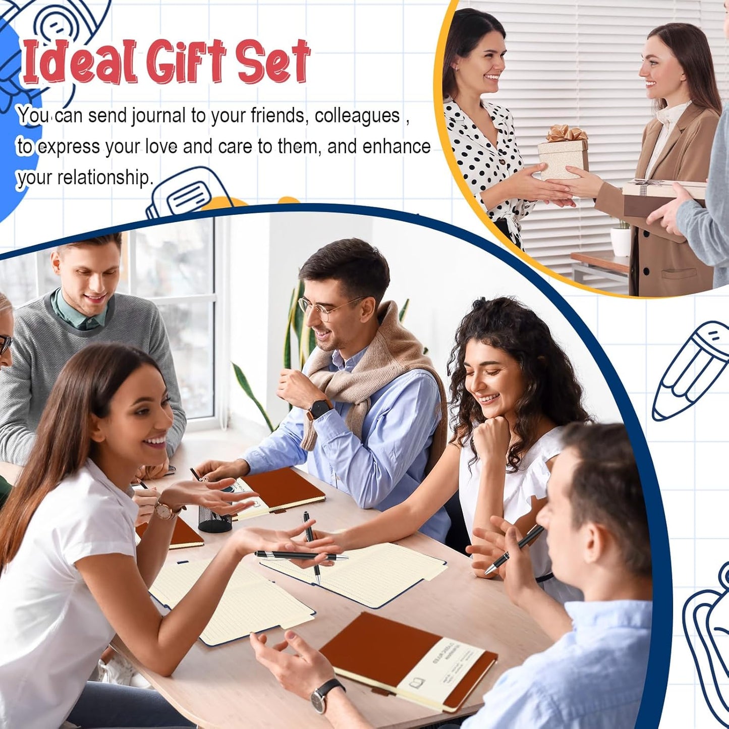 15 Pack Journal Notebook Bulk A5 Hardcover Notebook Classic Journal Set with Pen Holder with 15 Pcs Pens for School Business Work Travel Writing (Brown)