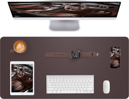 Leather Desk Pad Blotter,Mouse Pad,Office Desk Mat, Non-Slip PU Leather Desk mat,Large Desk mat,Waterproof Keyboard mat for Office/Home/Decor (Coffee,35" x 17")