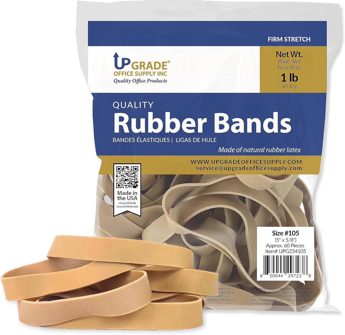 Upgrade Office Supply UPG234105CS Rubber Bands, Size 105 (5 x 5/8), 1200 Bands, 20 lb Case, USA