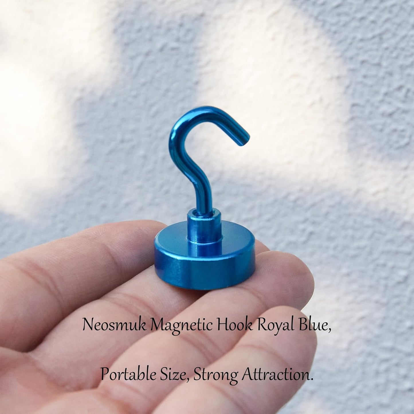 Neosmuk Magnetic Hooks,Heavy Duty Earth Magnets with Hook for Refrigerator, Extra Strong Cruise Hook for Hanging, Magnetic Hanger for Cabins, Grill (Blue, Pack of 4)
