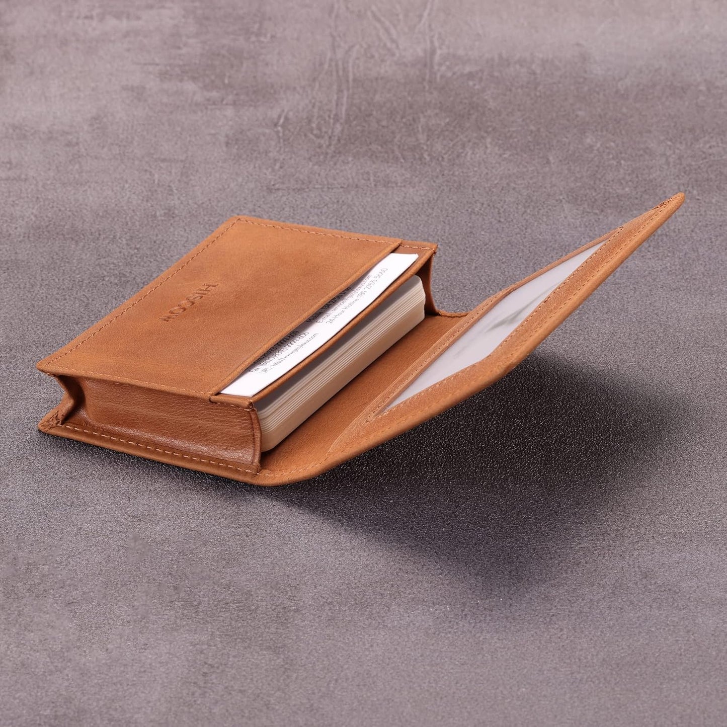 Leather Business Card Case Holder for Men & Women, Italian Calfskin