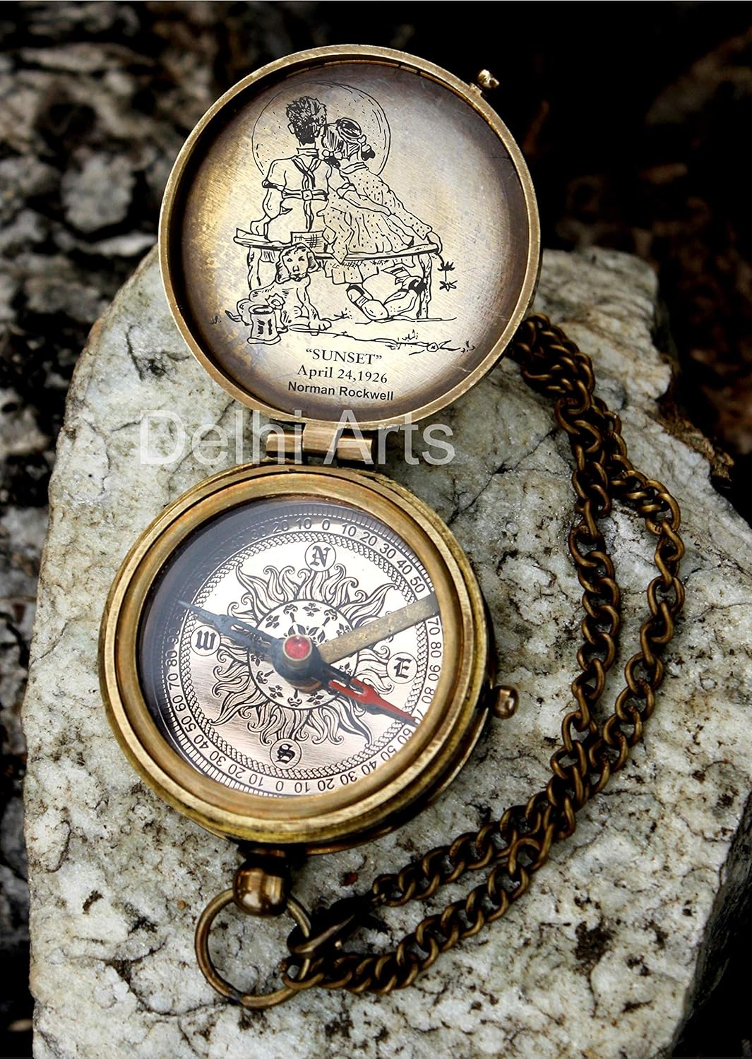grow old along with me engraved compass with norman rockwell "sunset" engraving, valentine gift, anniversary gift, birthday, long distance, love, Sorry, Keepsakes, old memories, Love momentos