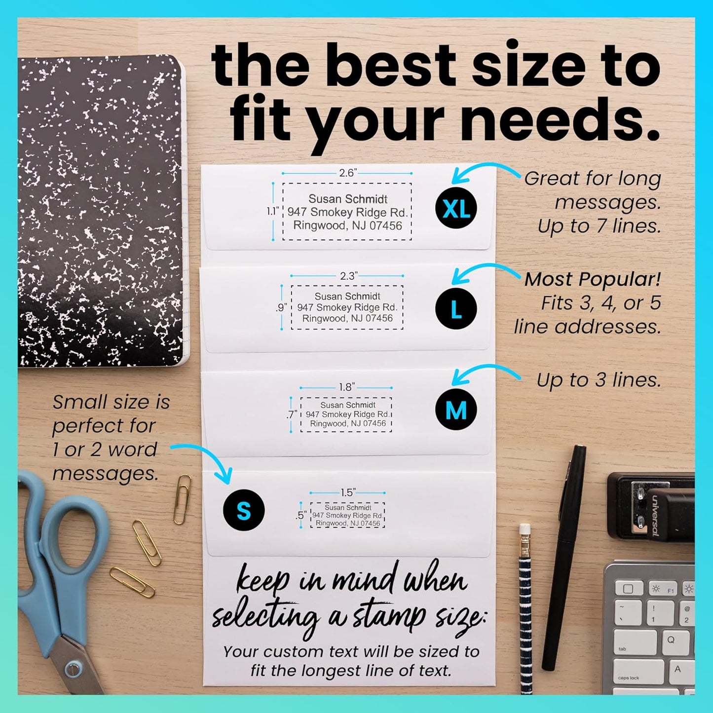 ExcelMark Custom Stamp – Clear & Crisp Impressions – Personalized Self-Inking Rubber Stamp – Use for Address Stamp and More (Small)